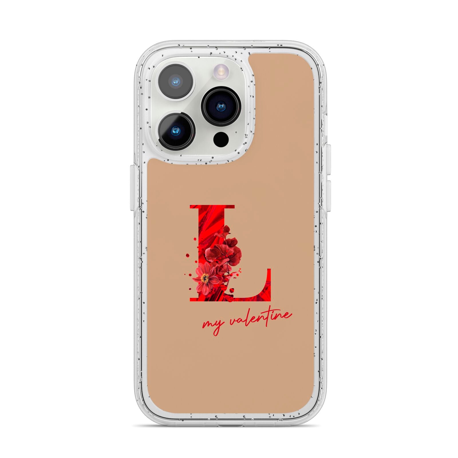 Valentine Monogram iPhone 14 Pro Glitter Tough Case Silver