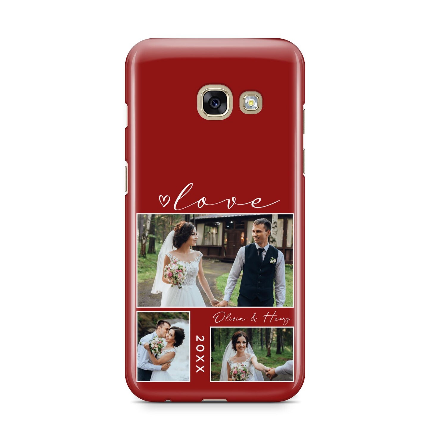 Valentine Wedding Photo Personalised Samsung Galaxy A3 2017 Case on gold phone