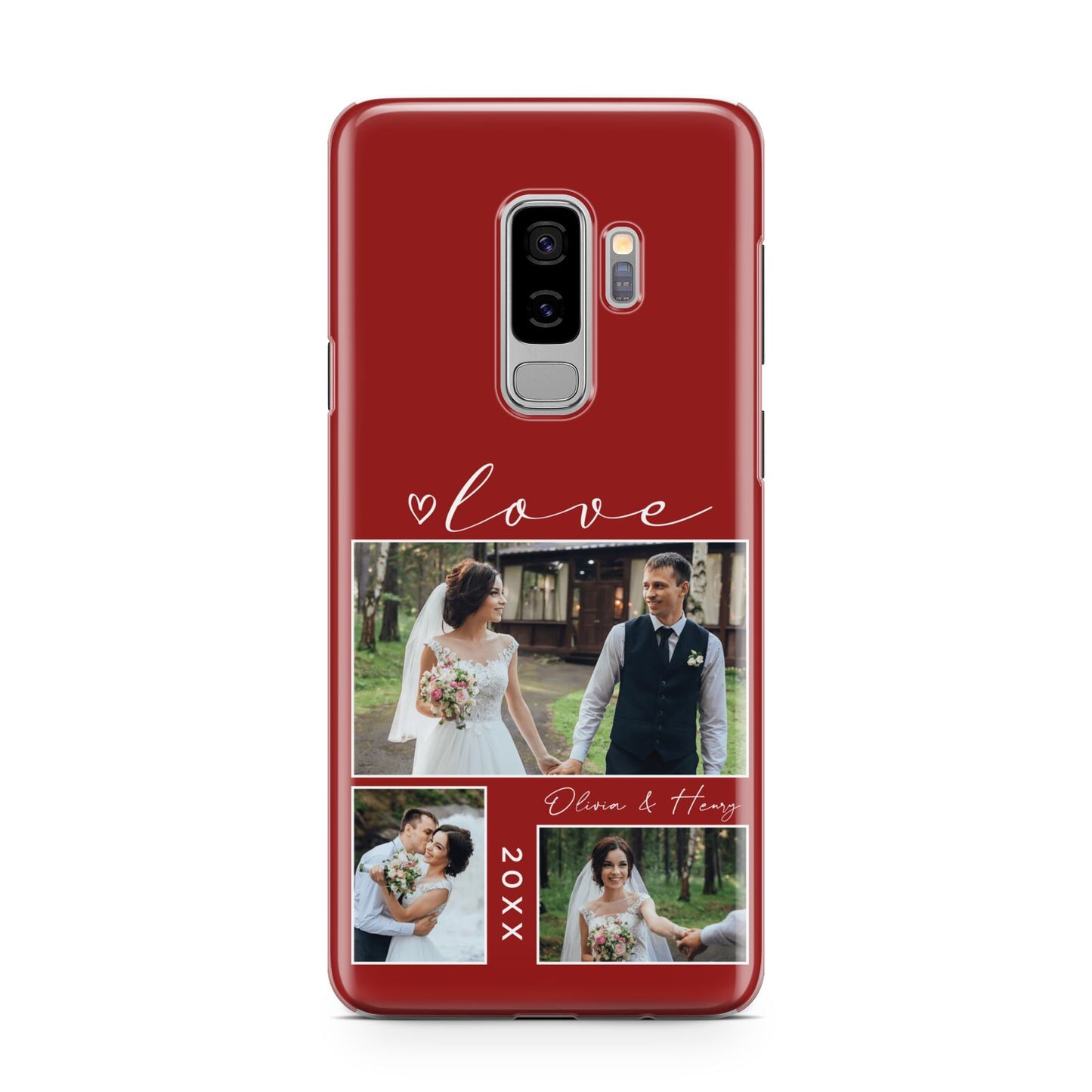 Valentine Wedding Photo Personalised Samsung Galaxy S9 Plus Case on Silver phone