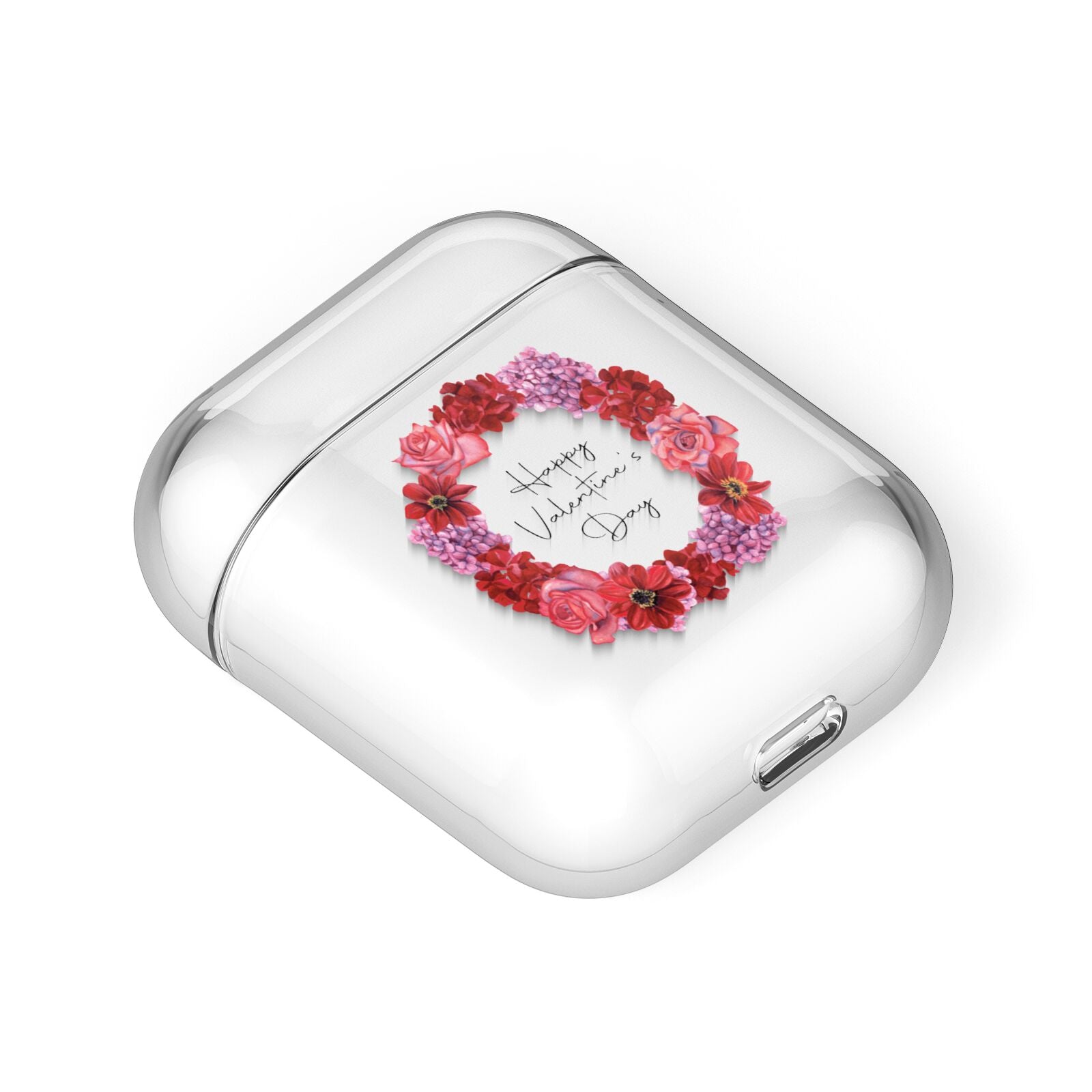 Valentine Wreath AirPods Case Laid Flat