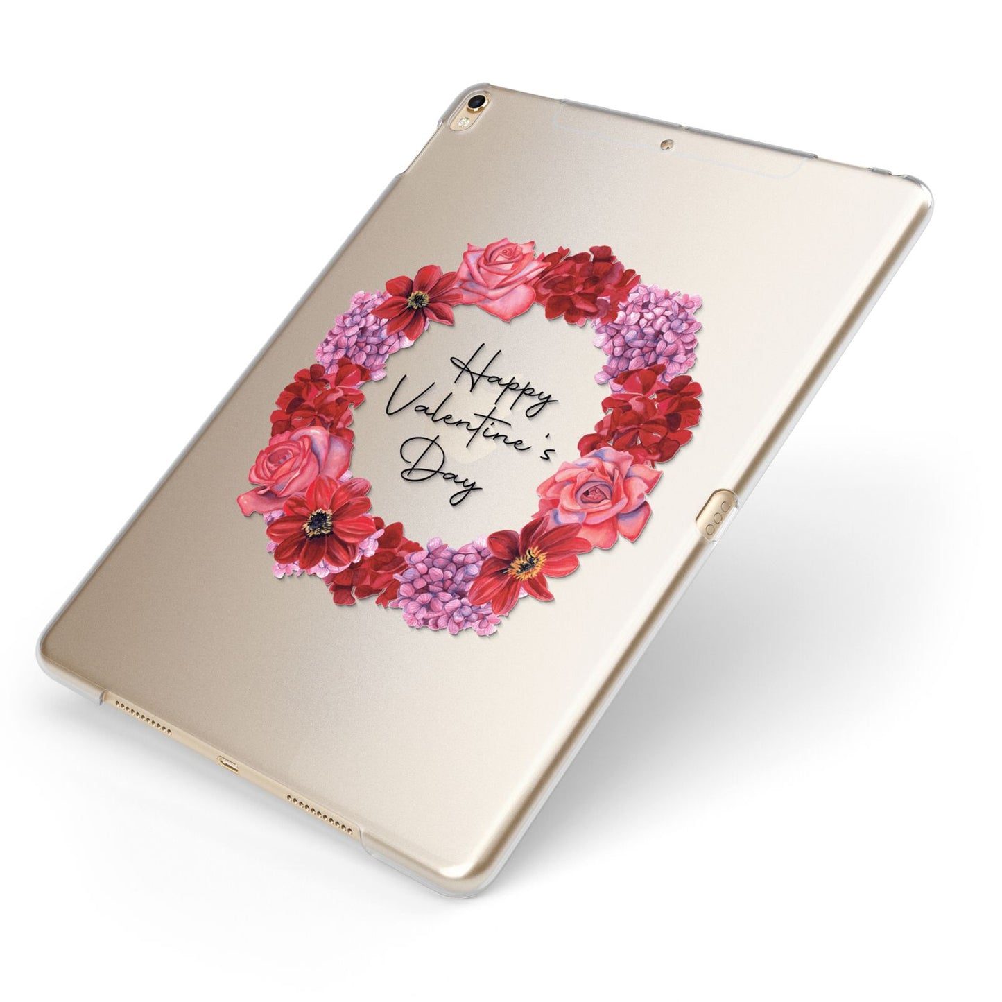 Valentine Wreath Apple iPad Case on Gold iPad Side View