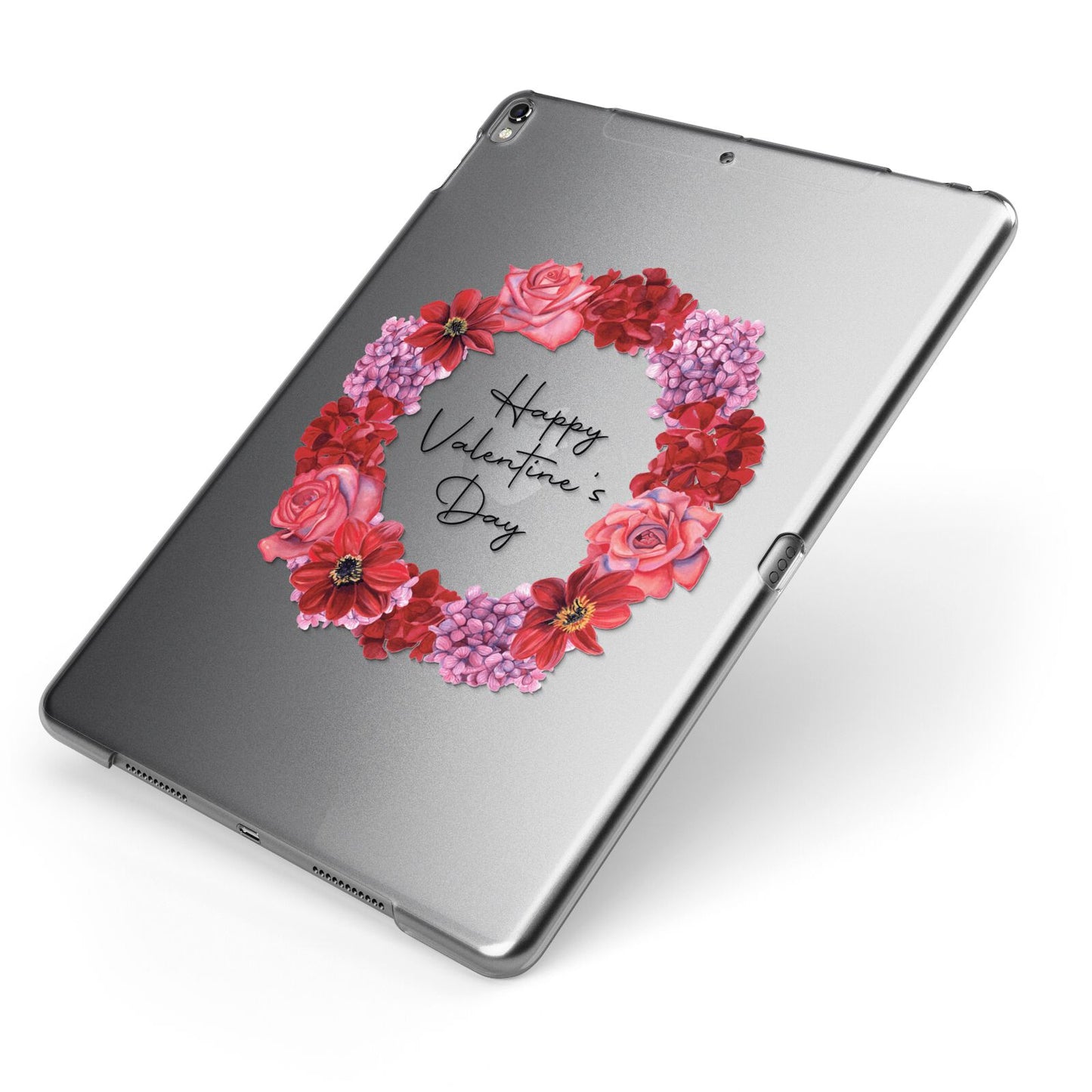 Valentine Wreath Apple iPad Case on Grey iPad Side View