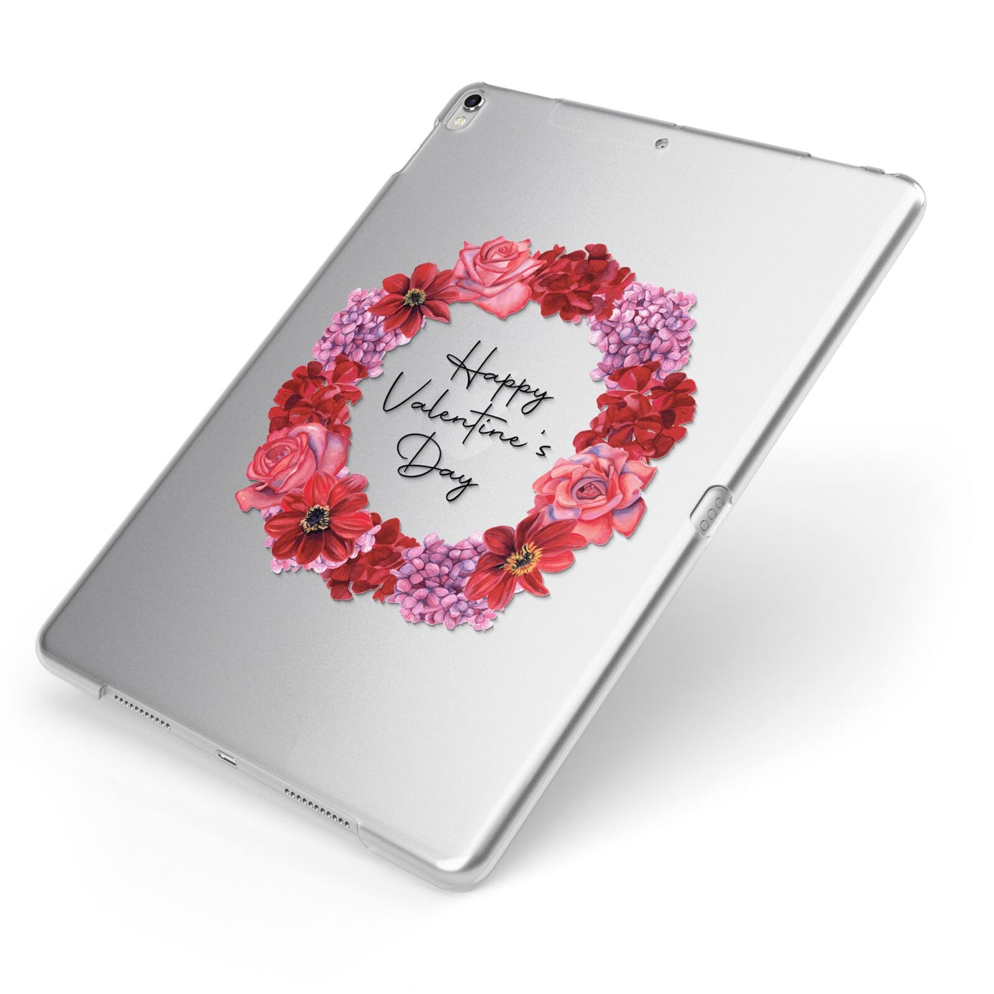 Valentine Wreath Apple iPad Case on Silver iPad Side View