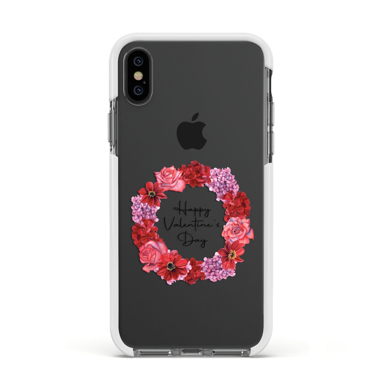 Valentine Wreath Apple iPhone Xs Impact Case White Edge on Black Phone