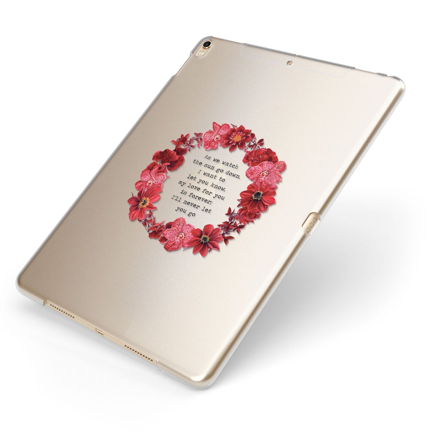 Valentine Wreath Quote Apple iPad Case on Gold iPad Side View
