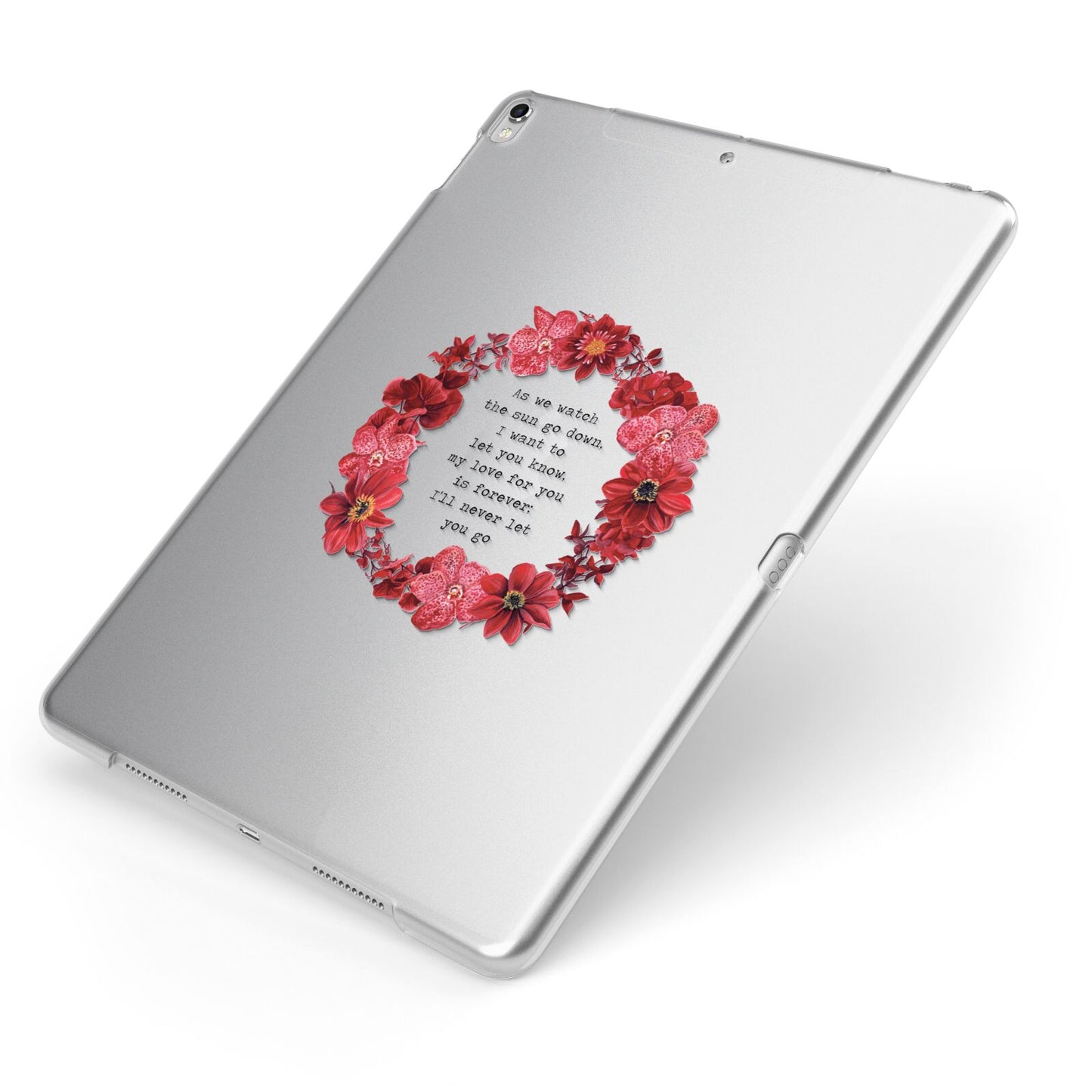 Valentine Wreath Quote Apple iPad Case on Silver iPad Side View