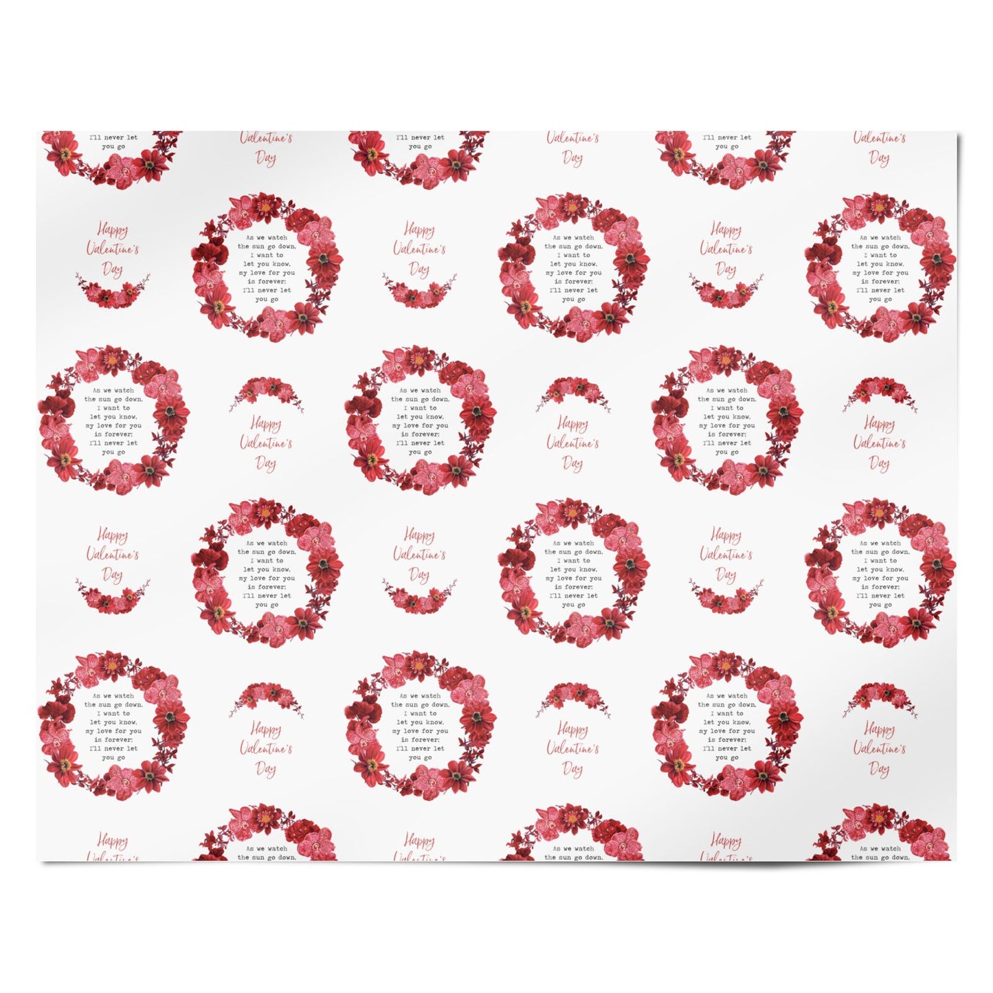 Valentine Wreath Quote Personalised Wrapping Paper Alternative