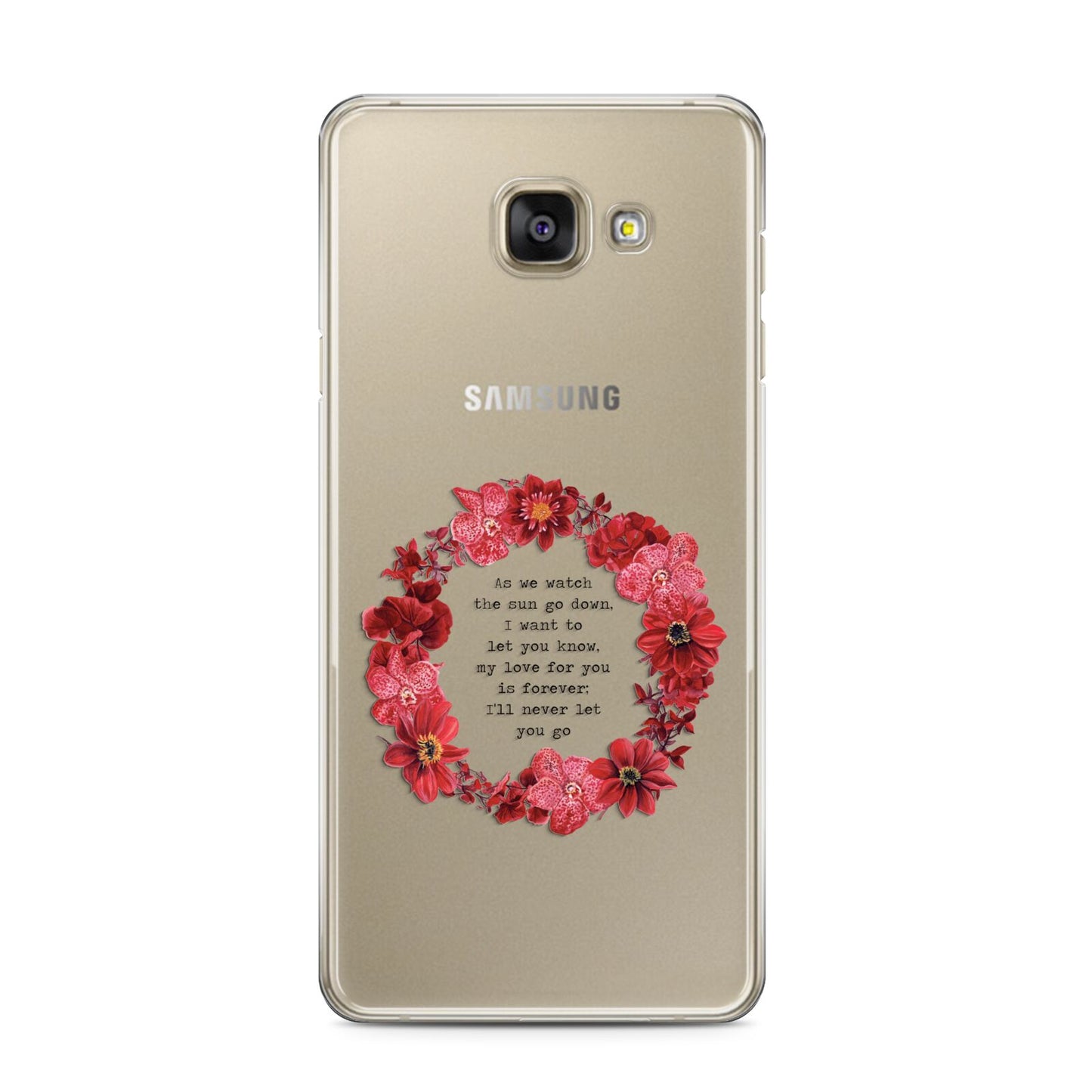 Valentine Wreath Quote Samsung Galaxy A3 2016 Case on gold phone