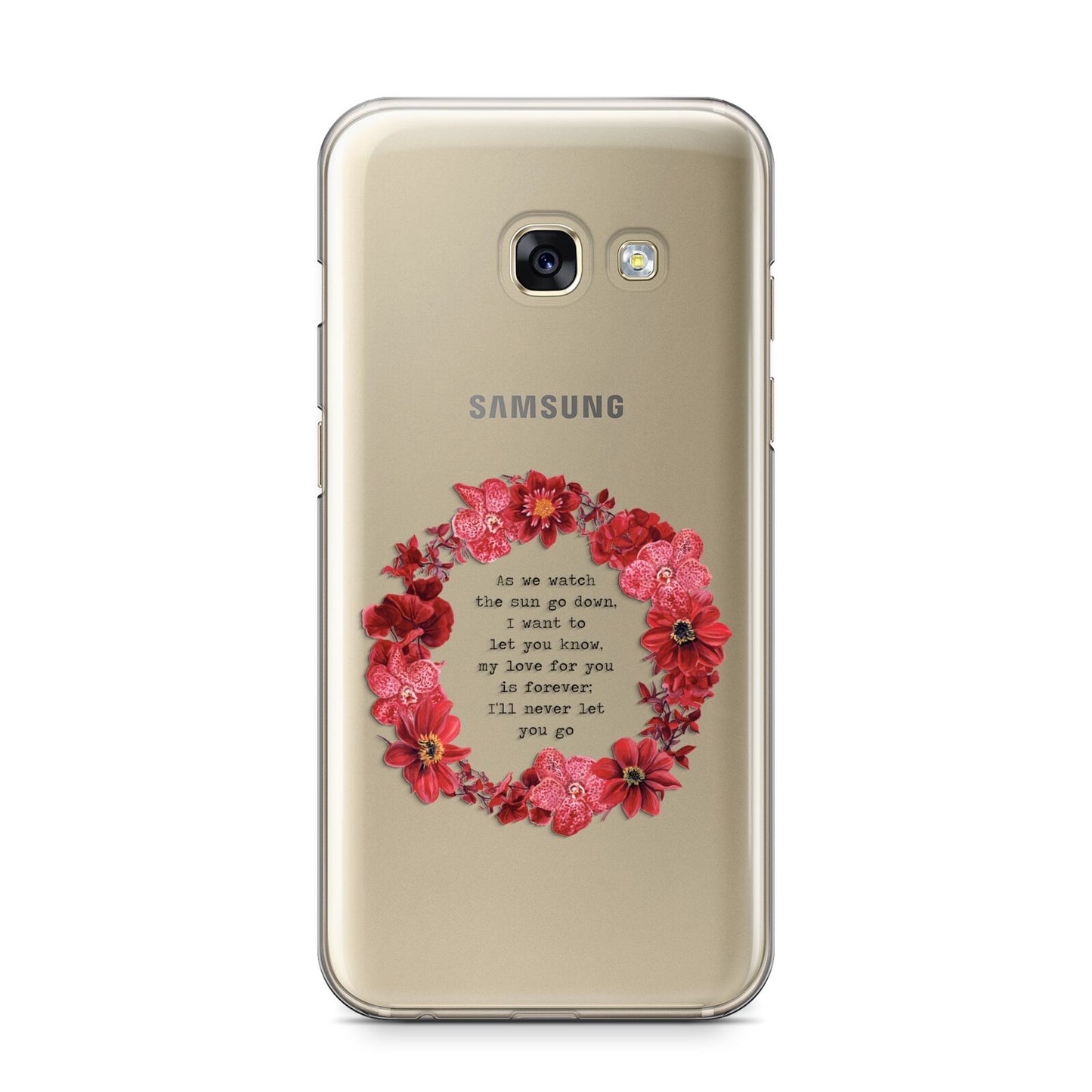 Valentine Wreath Quote Samsung Galaxy A3 2017 Case on gold phone