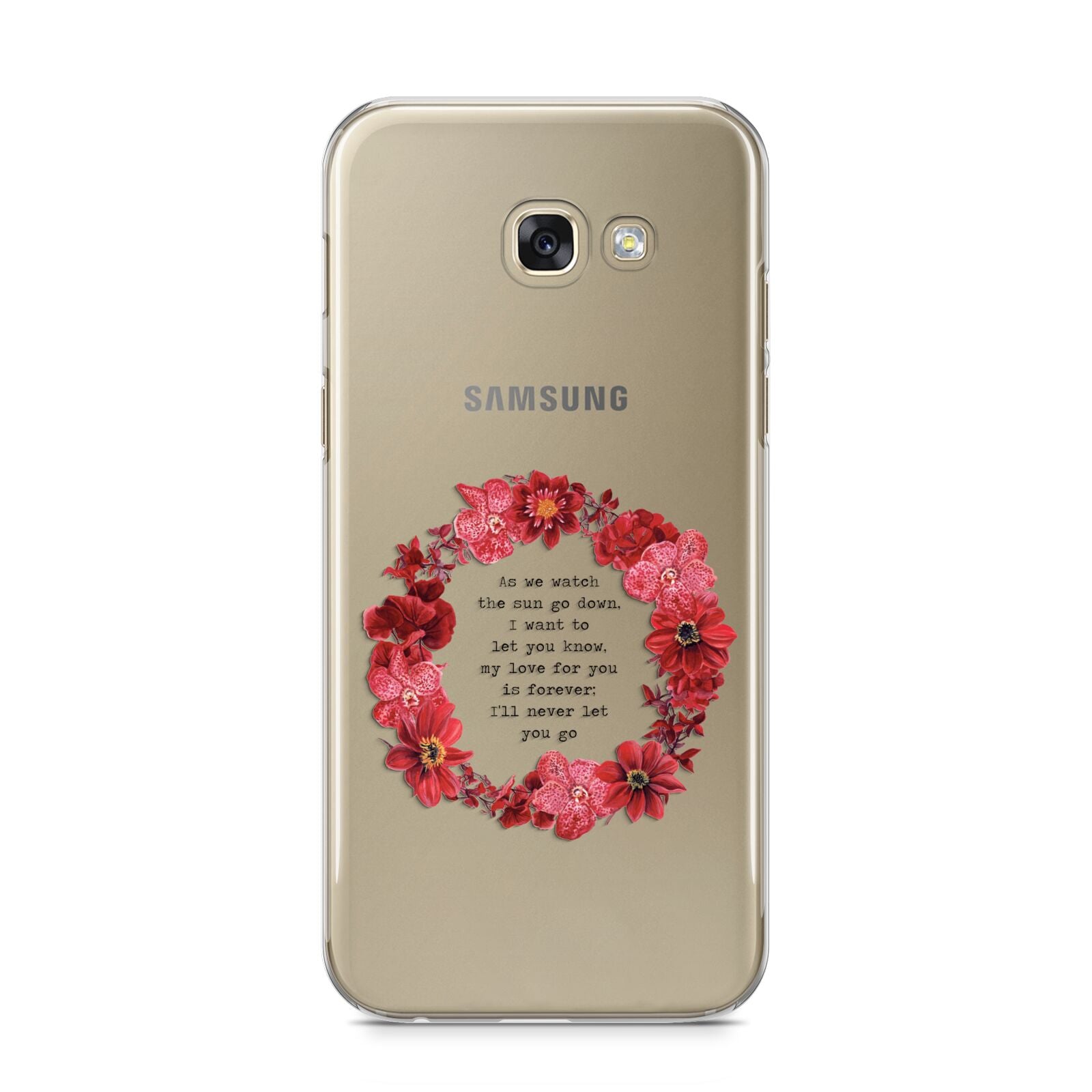 Valentine Wreath Quote Samsung Galaxy A5 2017 Case on gold phone