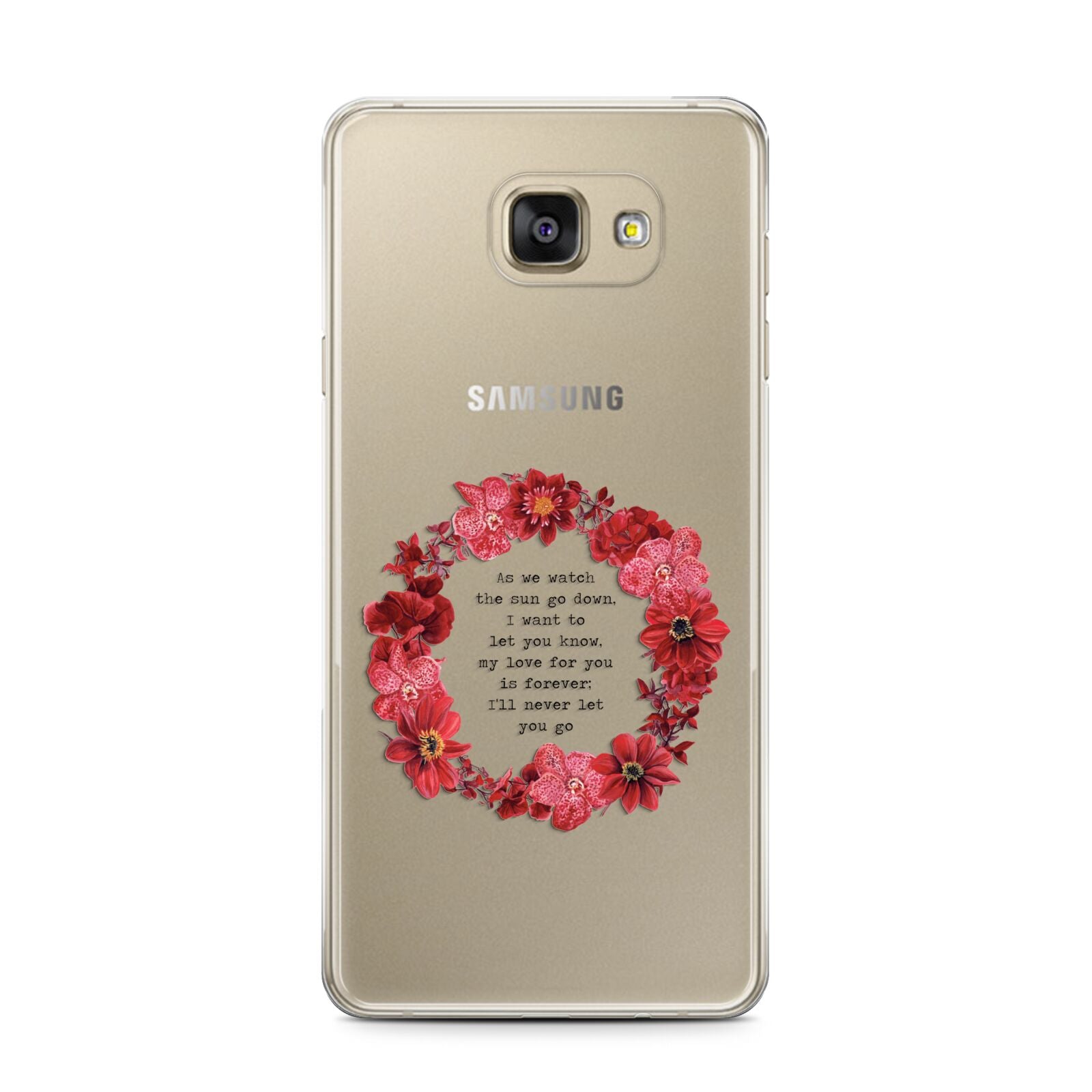 Valentine Wreath Quote Samsung Galaxy A7 2016 Case on gold phone