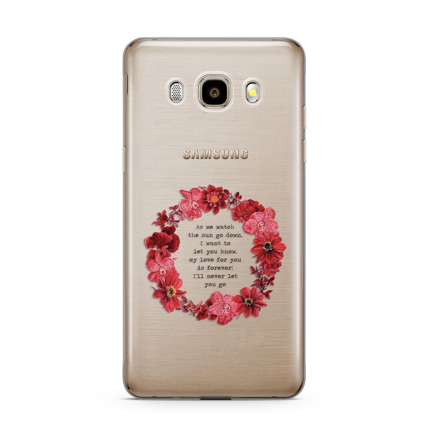 Valentine Wreath Quote Samsung Galaxy J7 2016 Case on gold phone