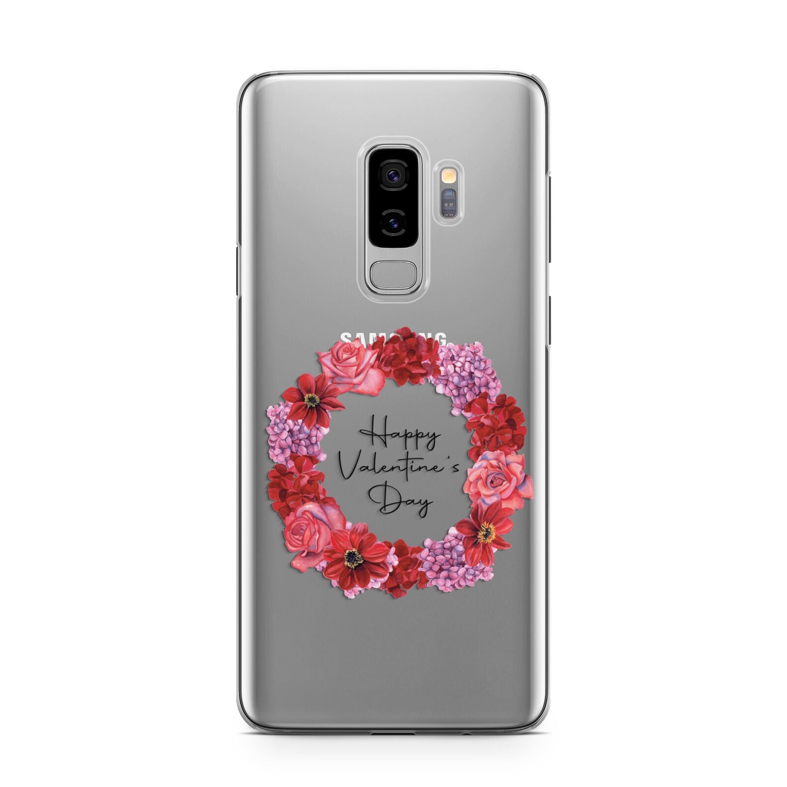 Valentine Wreath Samsung Galaxy S9 Plus Case on Silver phone