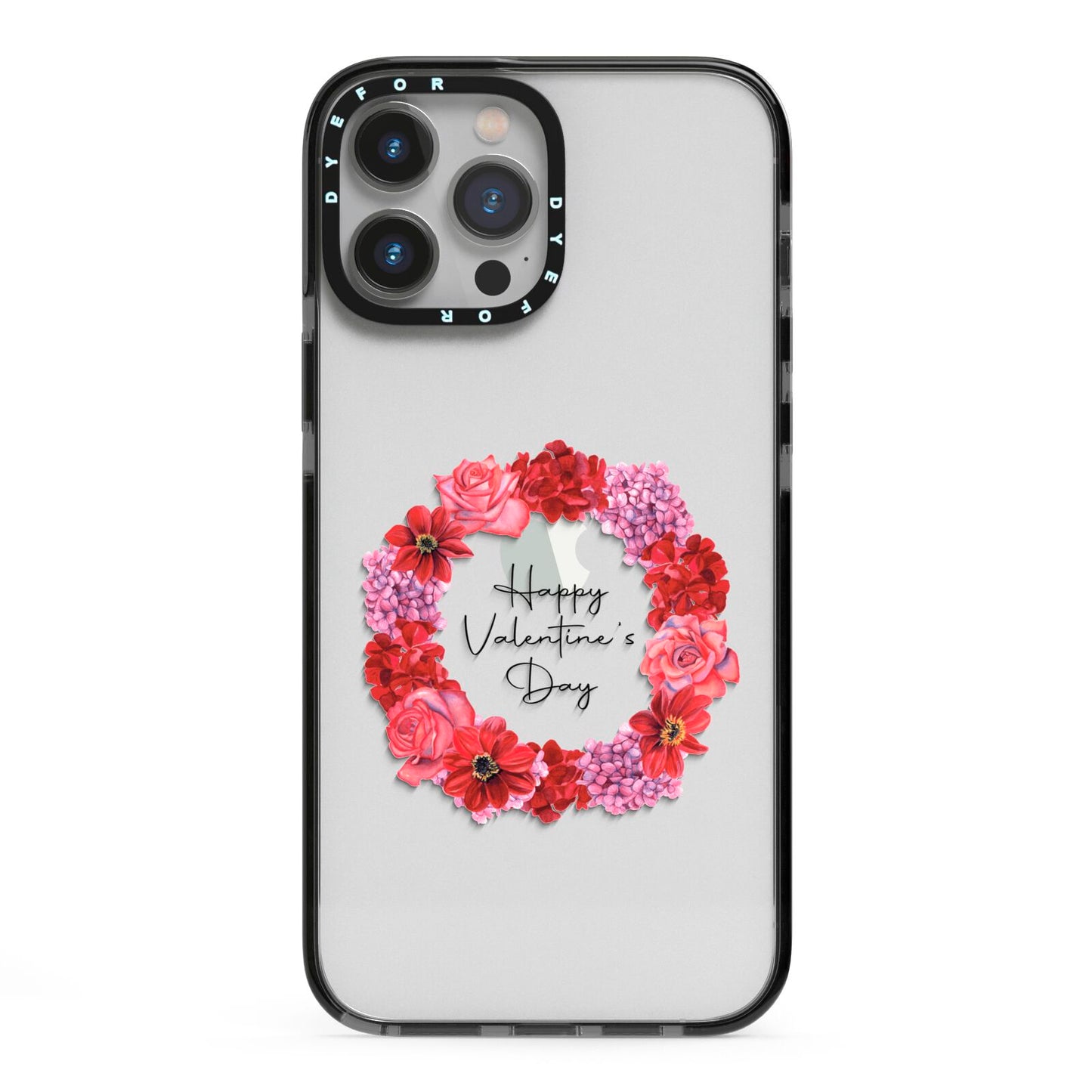 Valentine Wreath iPhone 13 Pro Max Black Impact Case on Silver phone