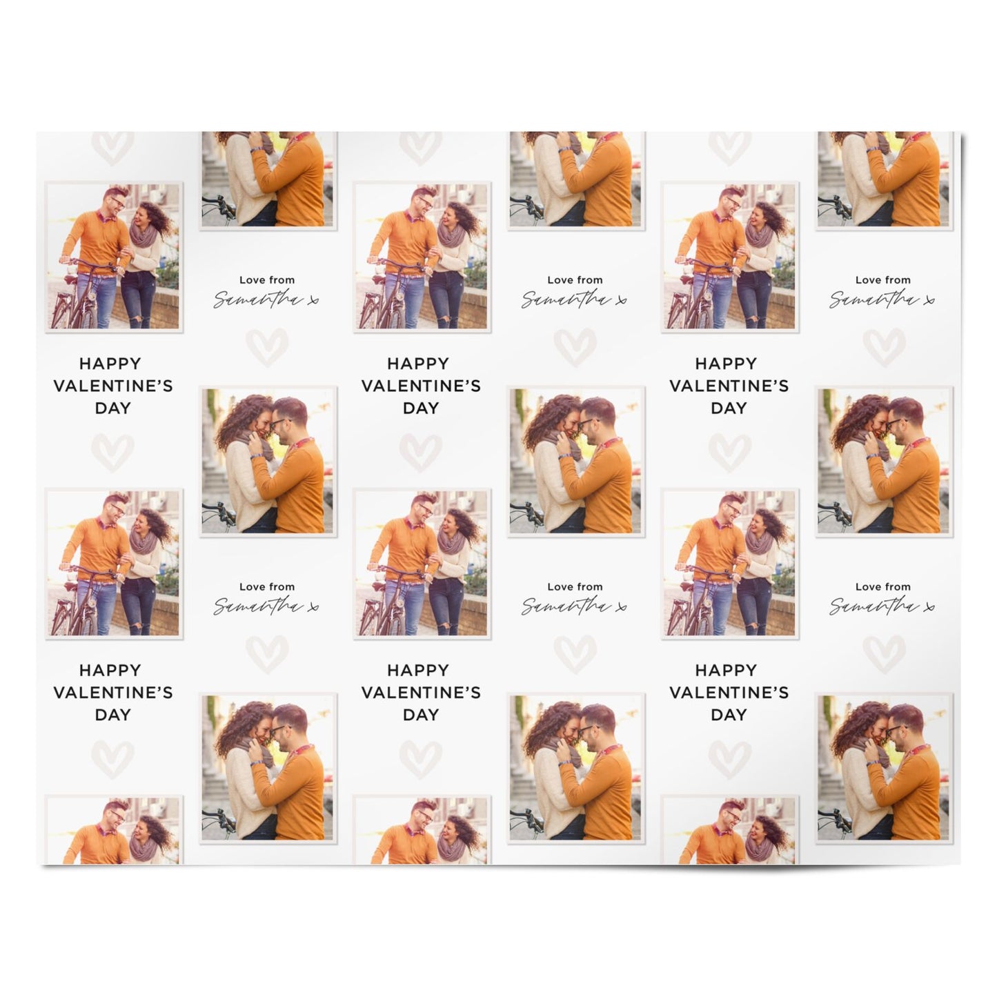 Valentine s Day Photos Print with Name Personalised Wrapping Paper Alternative