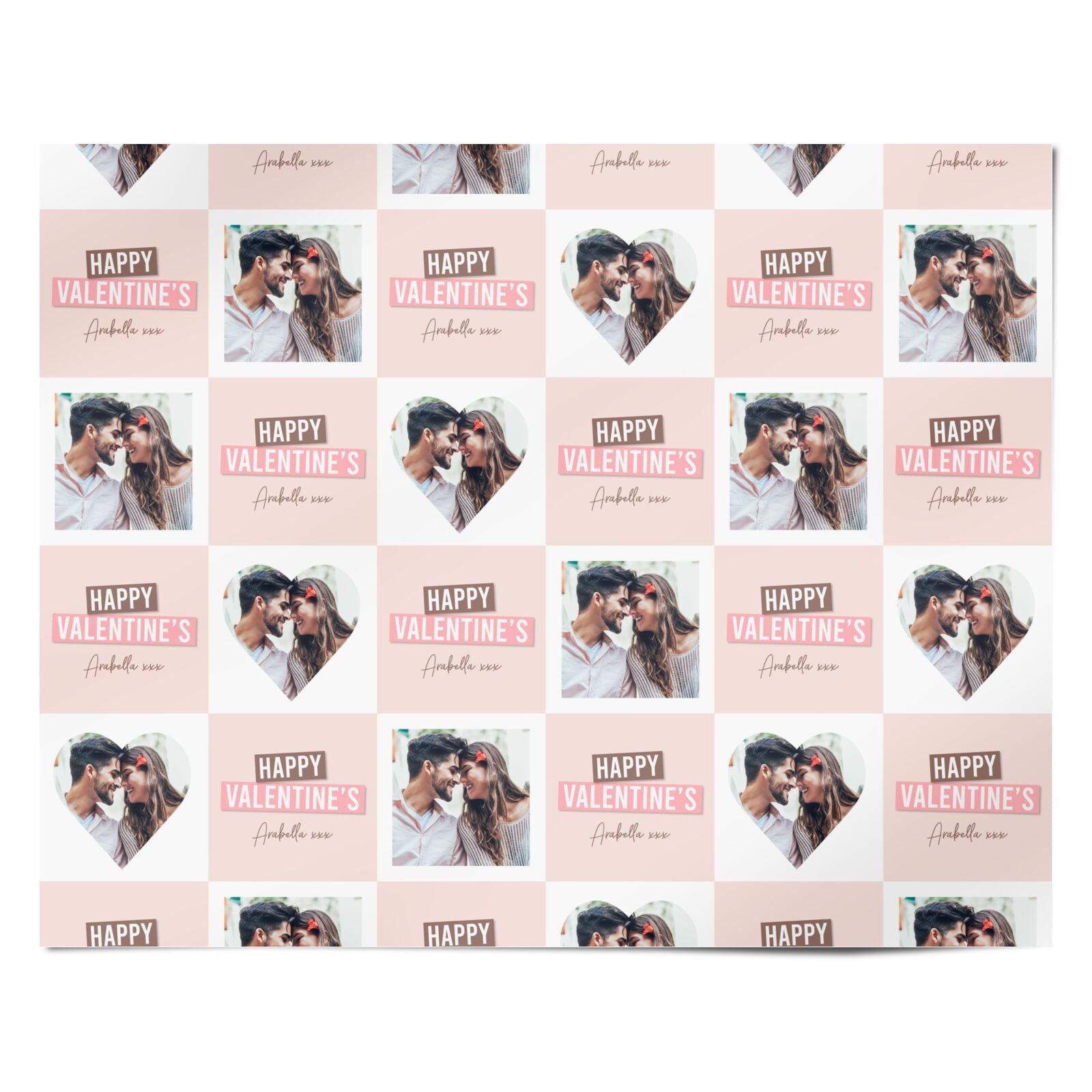 Valentine s Heart Photo with Name Personalised Wrapping Paper Alternative