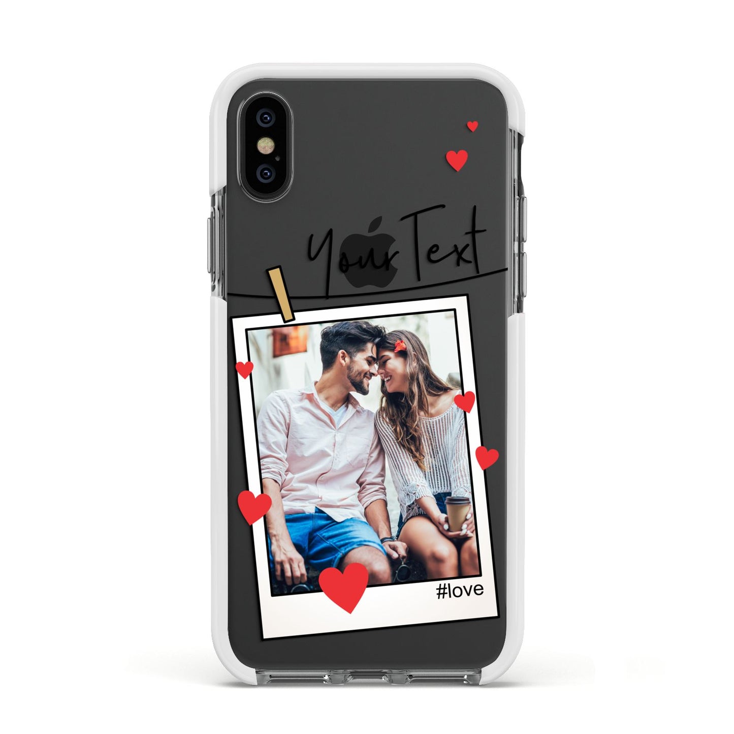 Valentine s Photo Apple iPhone Xs Impact Case White Edge on Black Phone