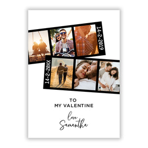 Valentine's Photo Strip with Name Greetings Card