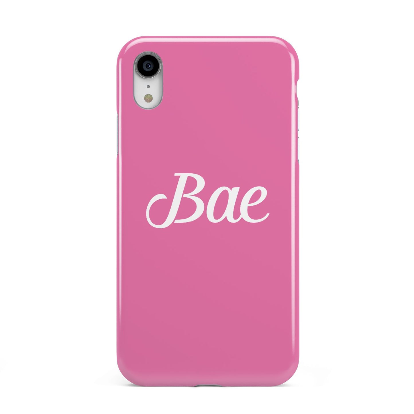 Valentines Bae Text Pink Apple iPhone XR White 3D Tough Case