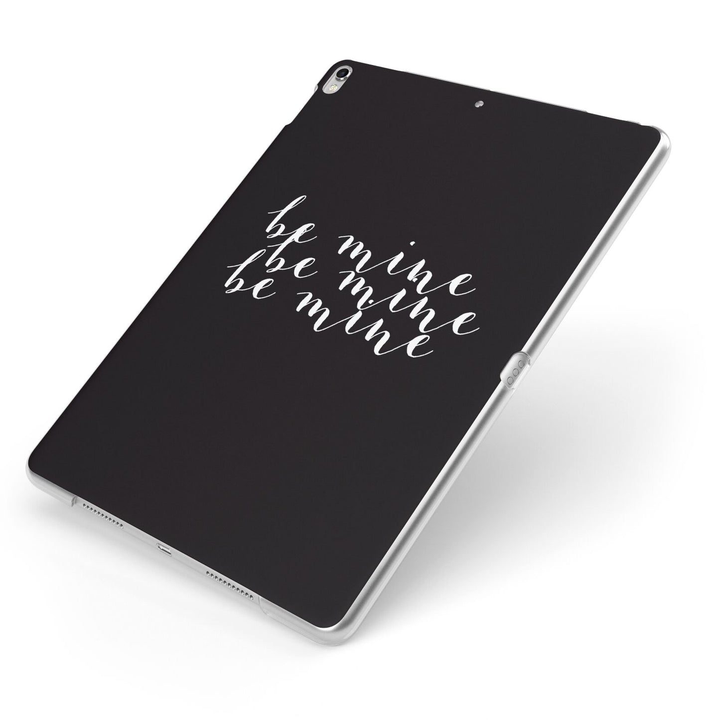 Valentines Be Mine Text Apple iPad Case on Silver iPad Side View