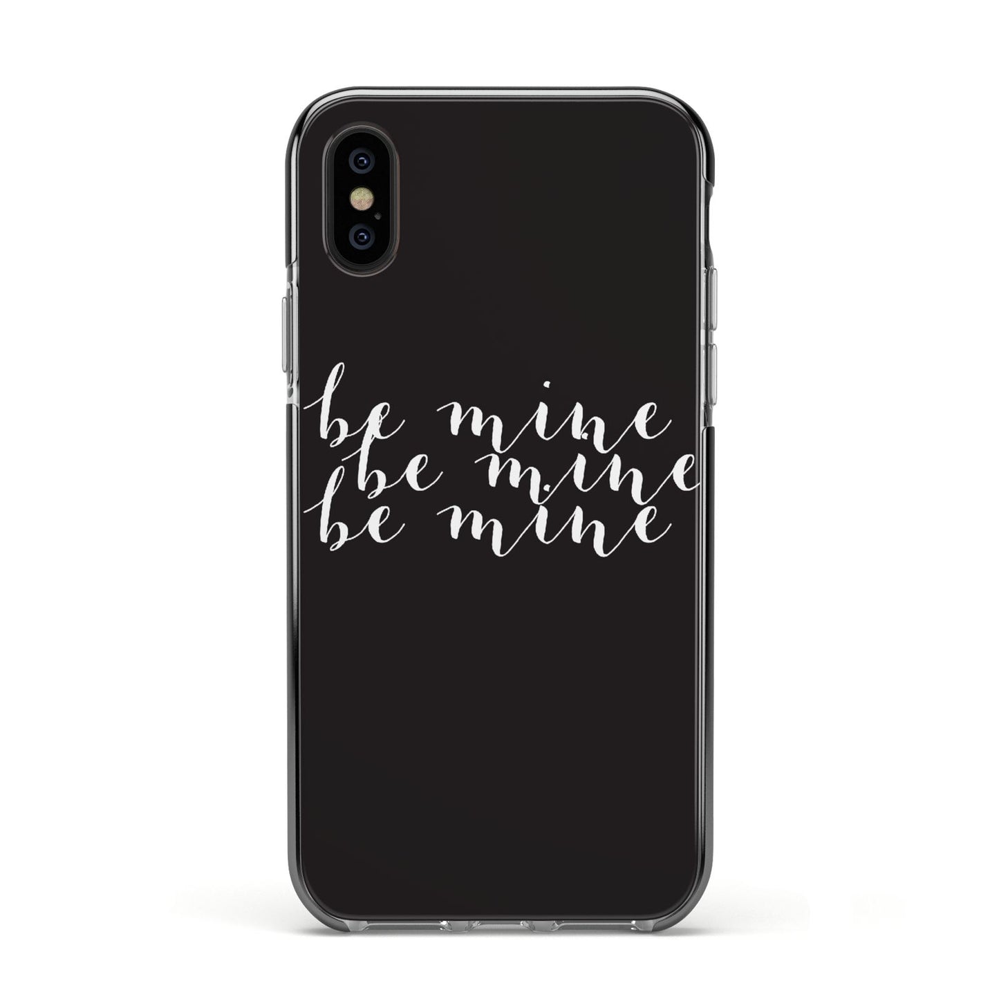 Valentines Be Mine Text Apple iPhone Xs Impact Case Black Edge on Black Phone