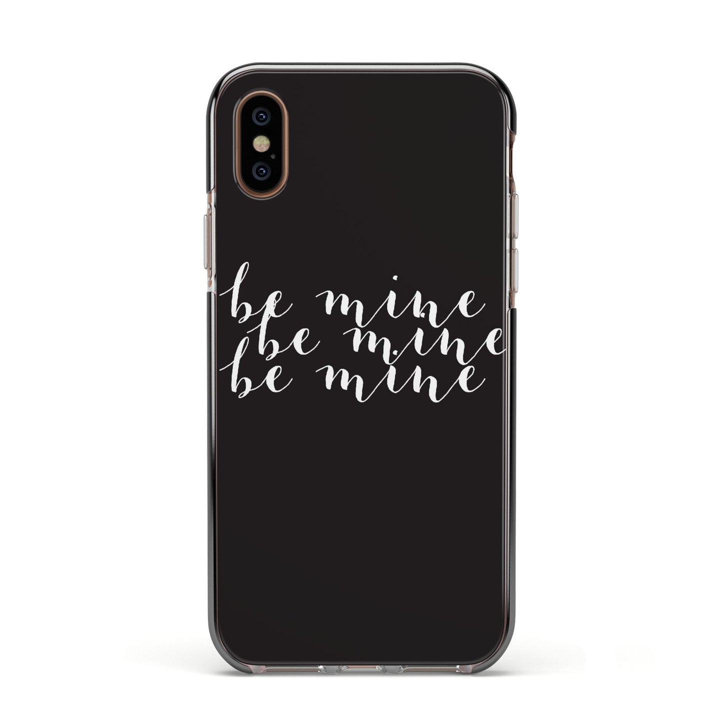 Valentines Be Mine Text Apple iPhone Xs Impact Case Black Edge on Gold Phone