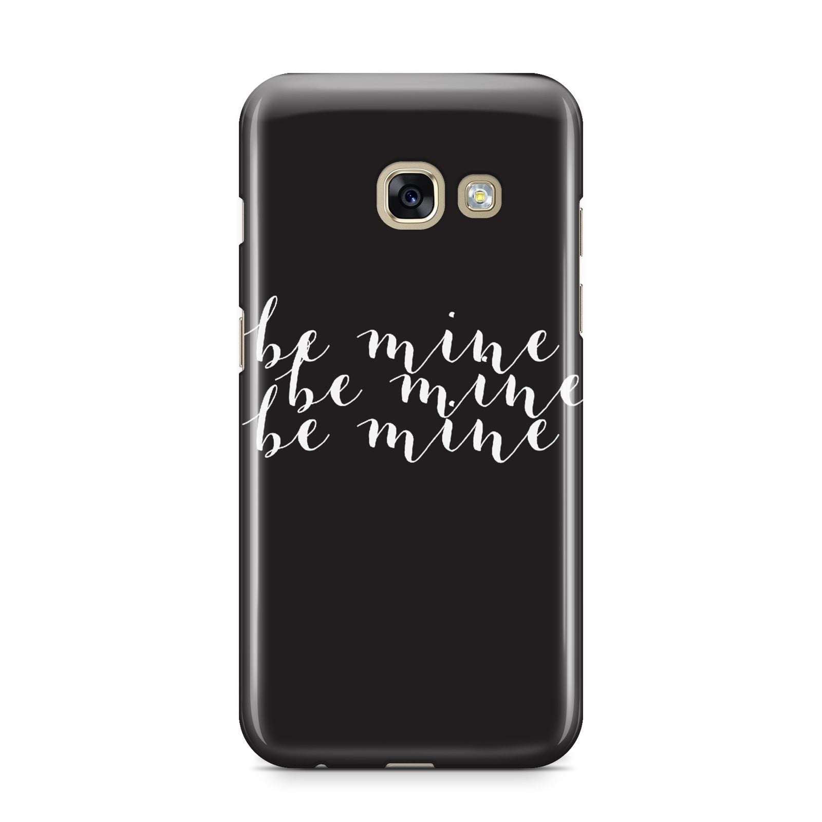 Valentines Be Mine Text Samsung Galaxy A3 2017 Case on gold phone