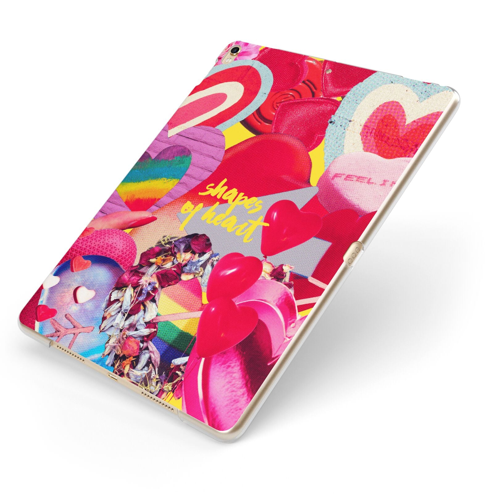 Valentines Cut Outs Apple iPad Case on Gold iPad Side View