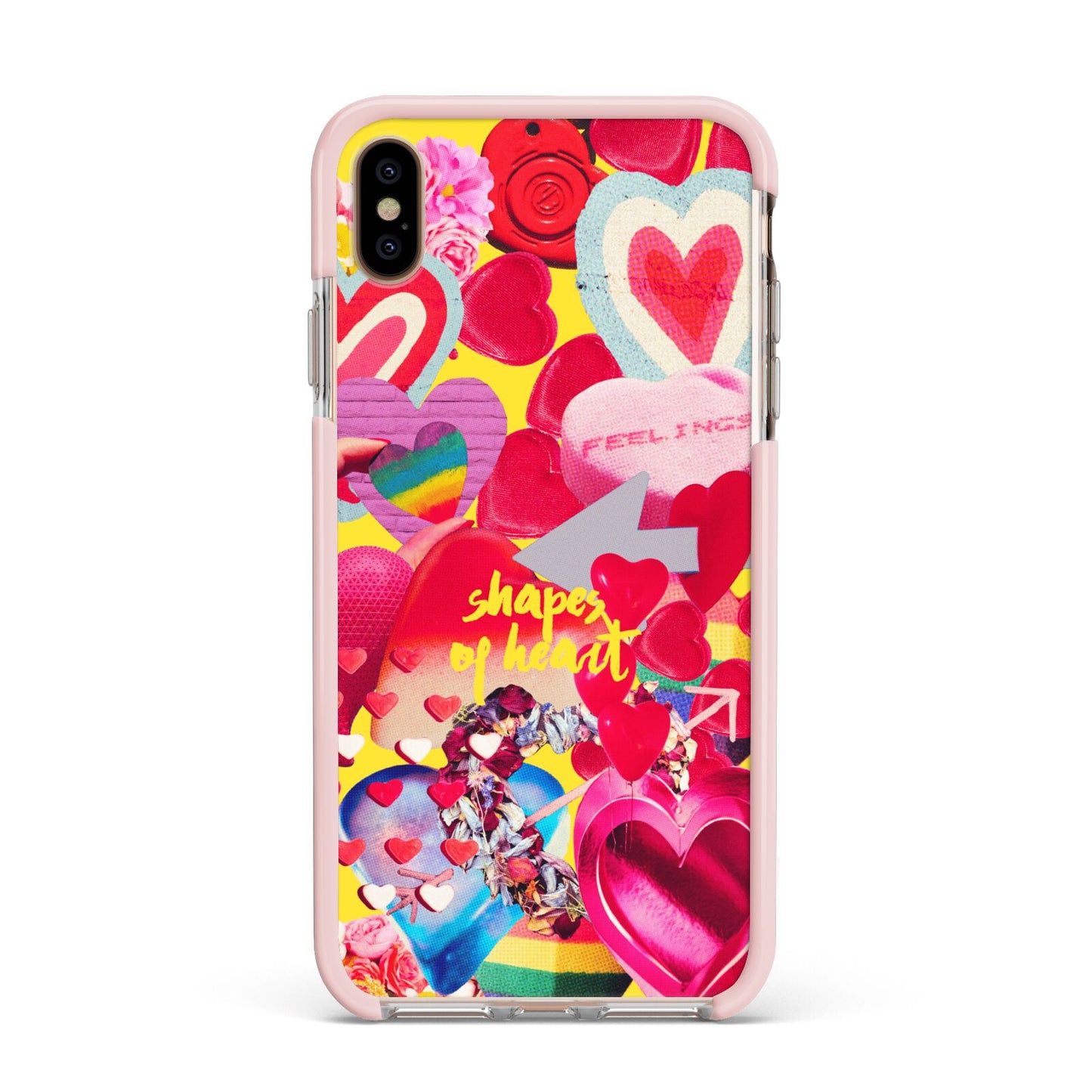 Valentines Cut Outs Apple iPhone Xs Max Impact Case Pink Edge on Gold Phone