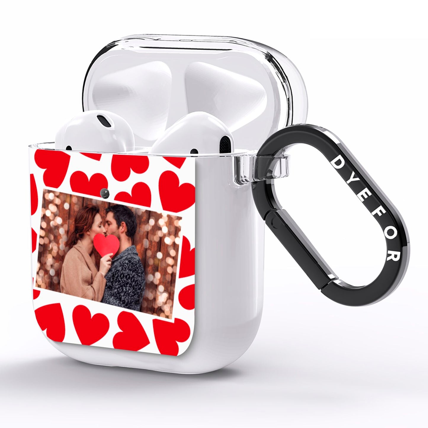 Valentines Day Heart Photo Personalised AirPods Clear Case Side Image