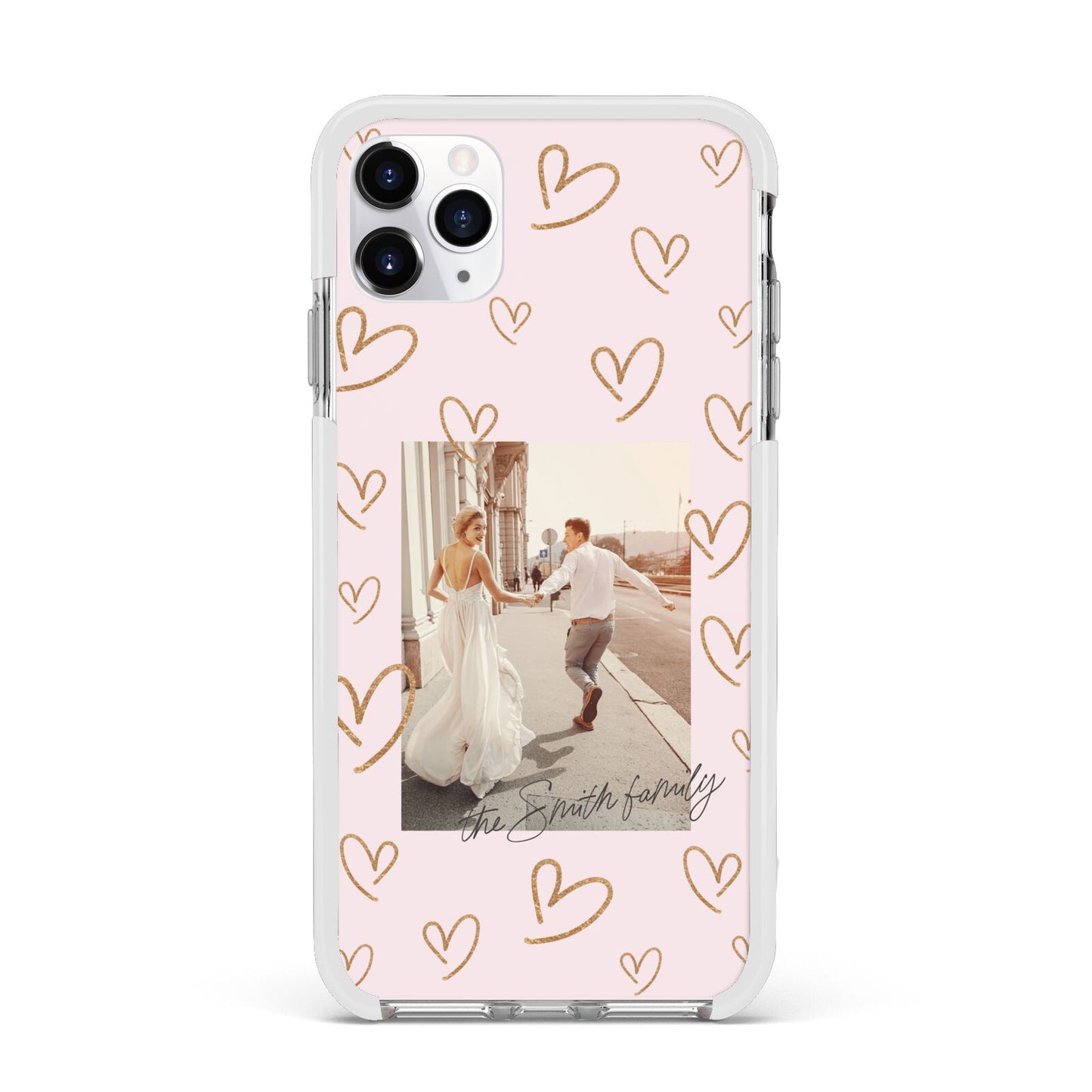 Valentines Day Newly Wed Photo Personalised Apple iPhone 11 Pro Max in Silver with White Impact Case