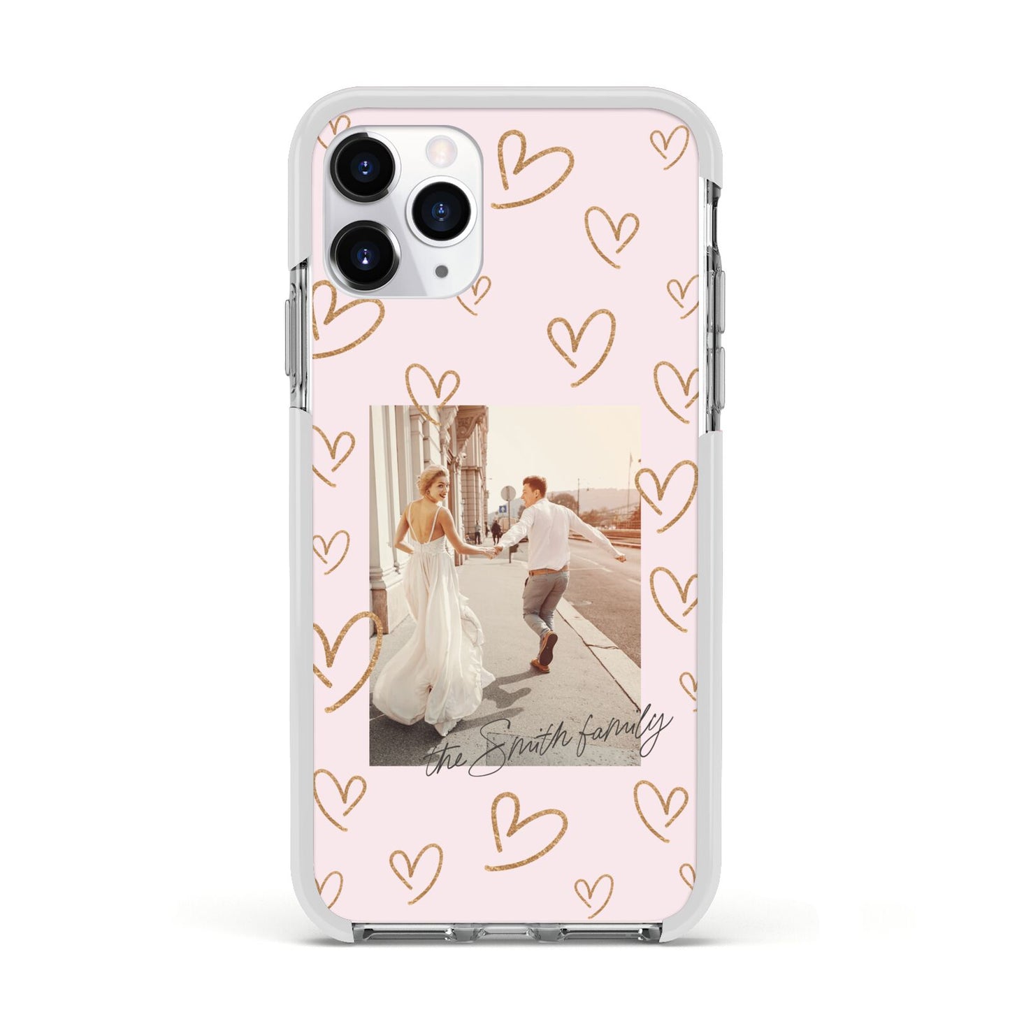 Valentines Day Newly Wed Photo Personalised Apple iPhone 11 Pro in Silver with White Impact Case