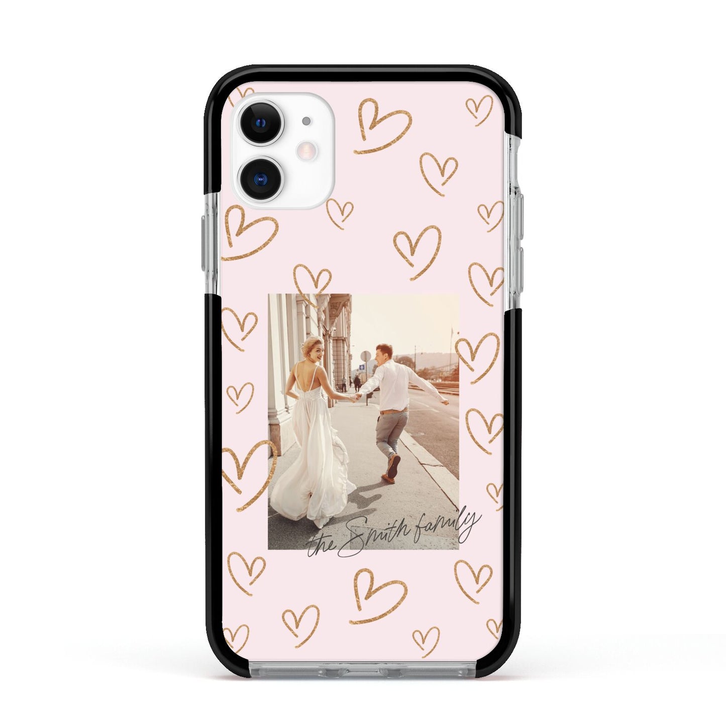 Valentines Day Newly Wed Photo Personalised Apple iPhone 11 in White with Black Impact Case