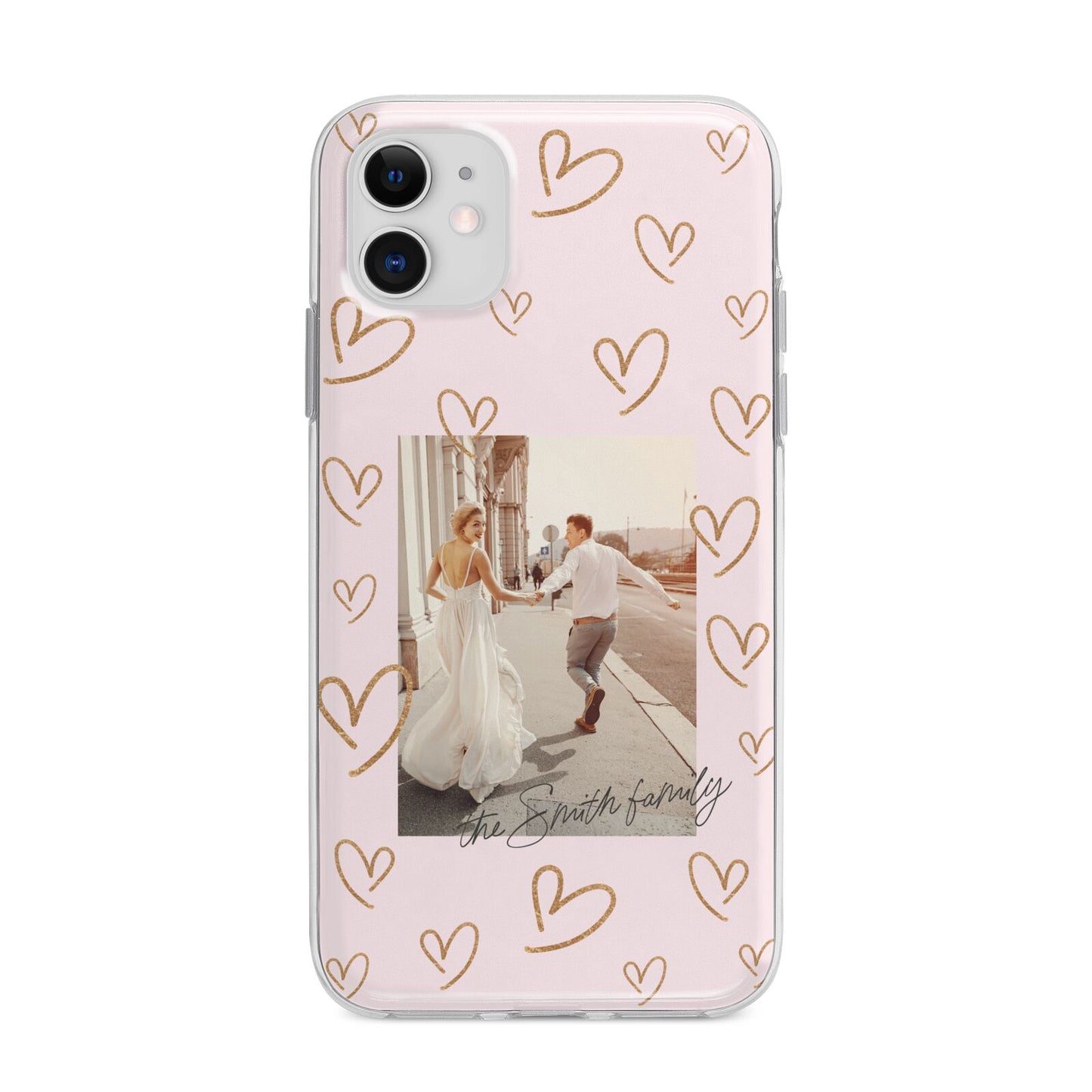 Valentines Day Newly Wed Photo Personalised Apple iPhone 11 in White with Bumper Case