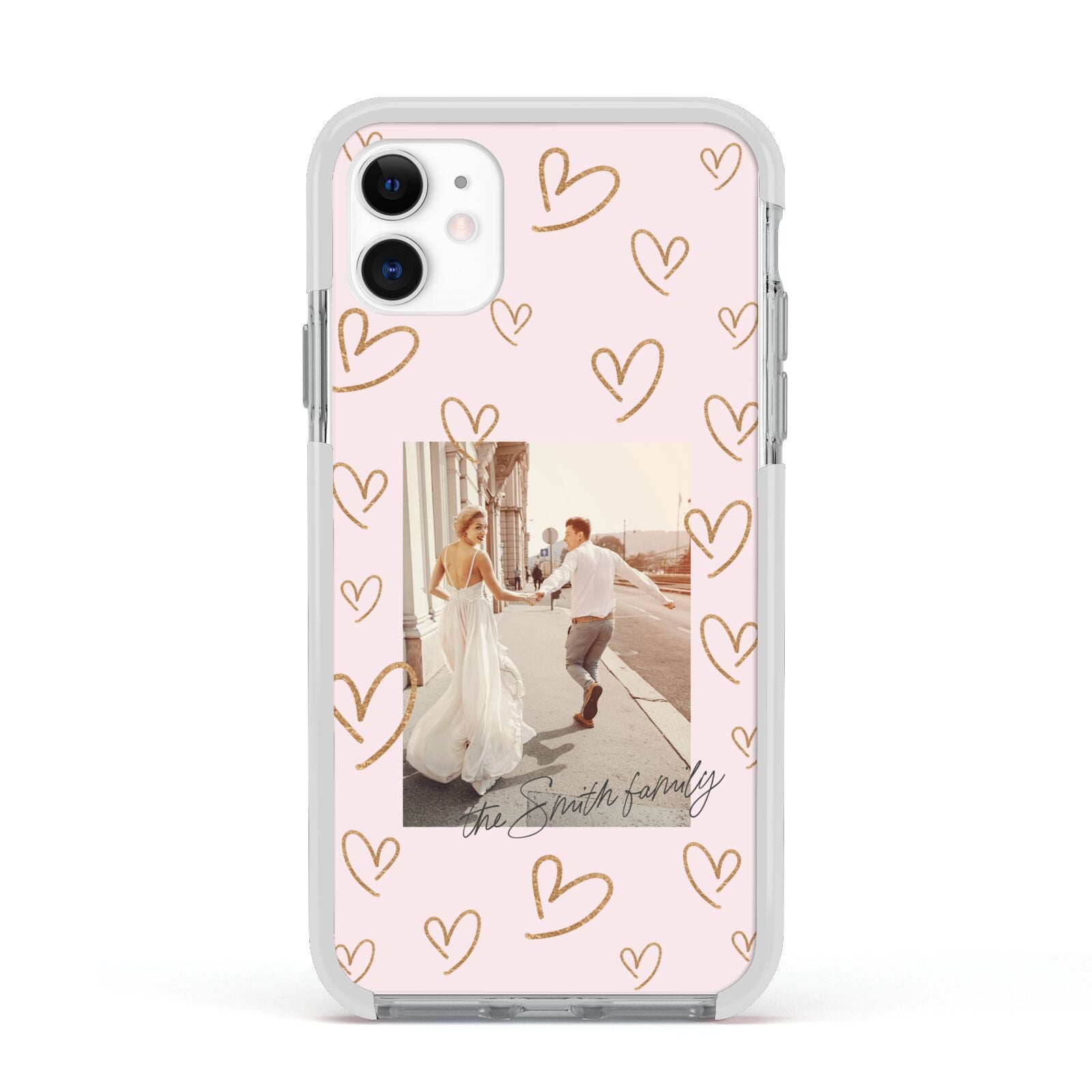 Valentines Day Newly Wed Photo Personalised Apple iPhone 11 in White with White Impact Case