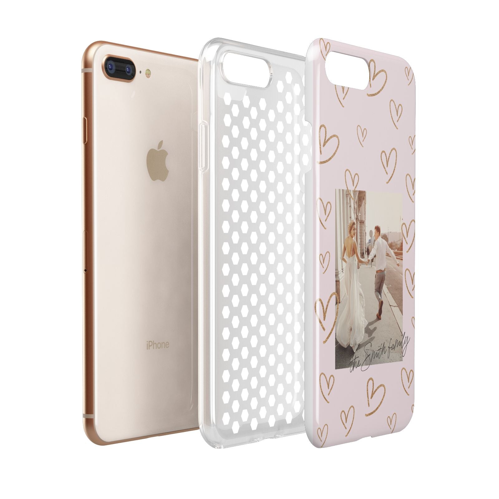 Valentines Day Newly Wed Photo Personalised Apple iPhone 7 8 Plus 3D Tough Case Expanded View