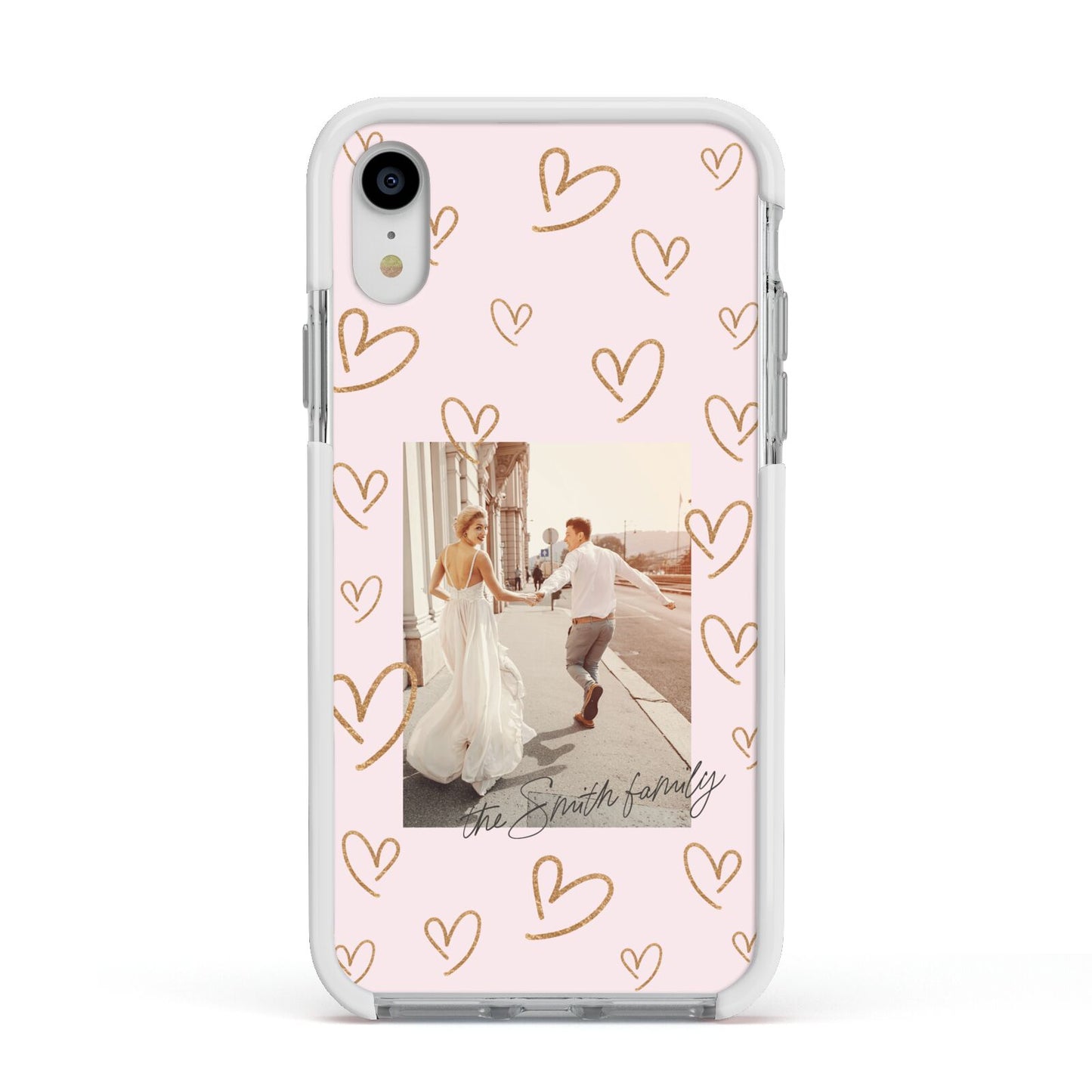 Valentines Day Newly Wed Photo Personalised Apple iPhone XR Impact Case White Edge on Silver Phone