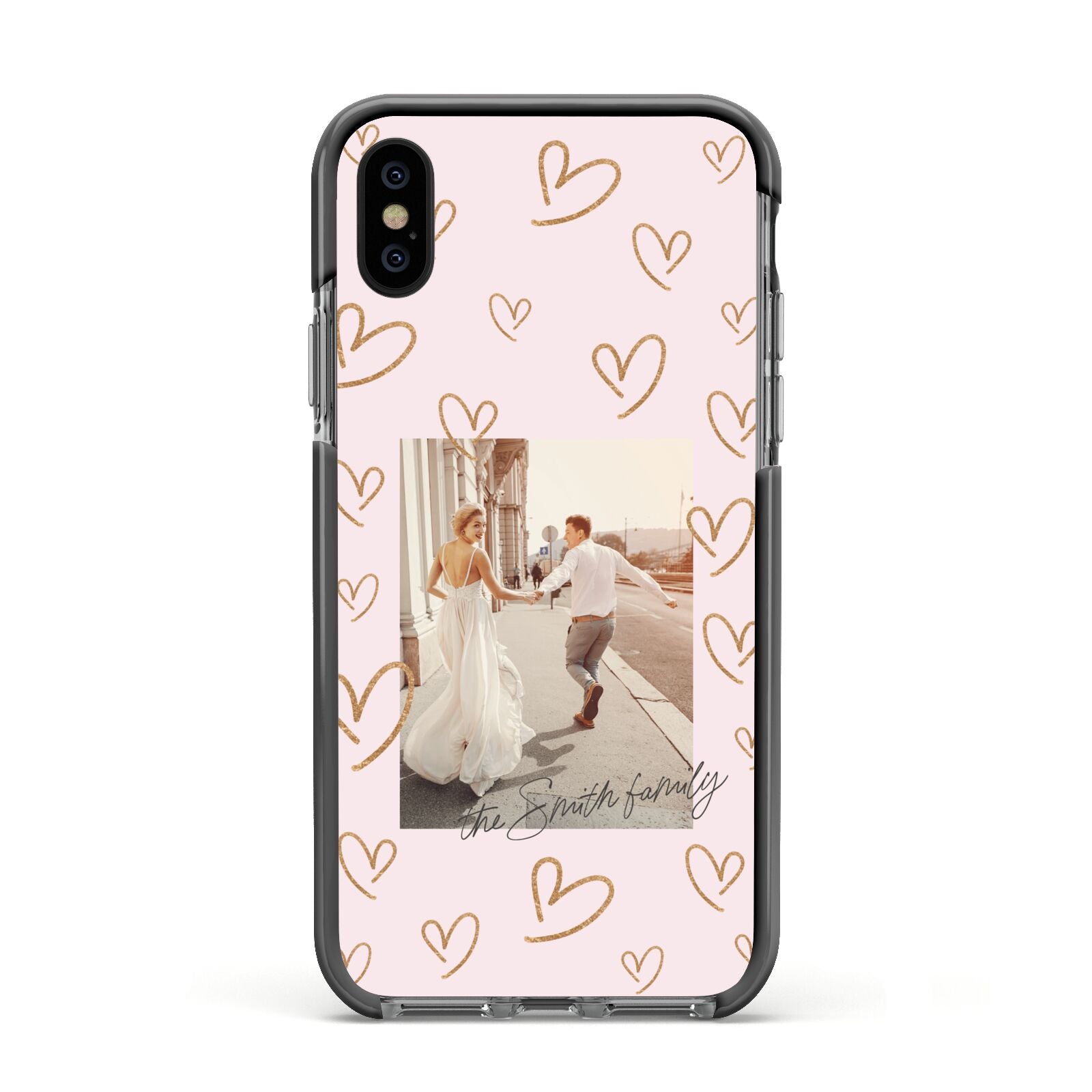 Valentines Day Newly Wed Photo Personalised Apple iPhone Xs Impact Case Black Edge on Black Phone