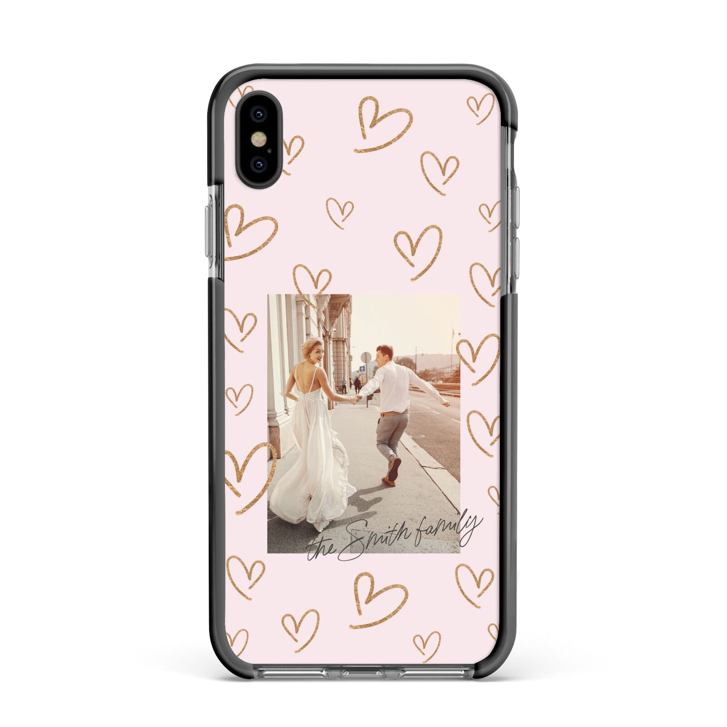 Valentines Day Newly Wed Photo Personalised Apple iPhone Xs Max Impact Case Black Edge on Black Phone