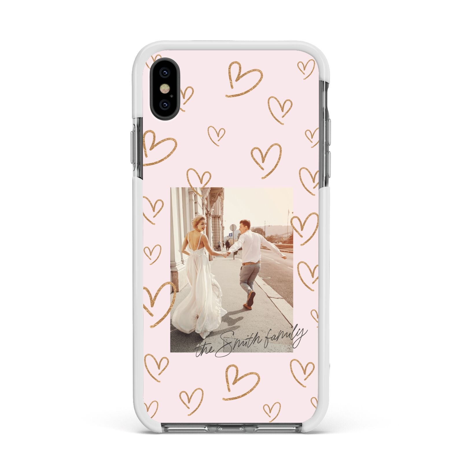 Valentines Day Newly Wed Photo Personalised Apple iPhone Xs Max Impact Case White Edge on Black Phone