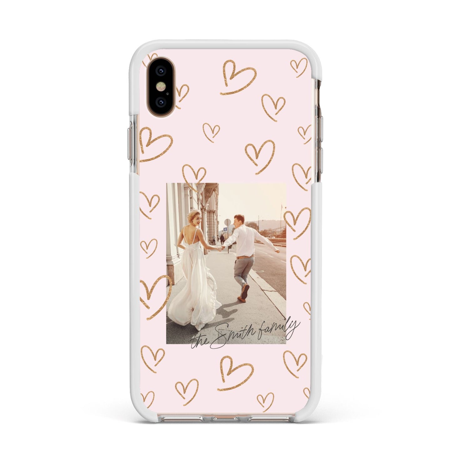 Valentines Day Newly Wed Photo Personalised Apple iPhone Xs Max Impact Case White Edge on Gold Phone