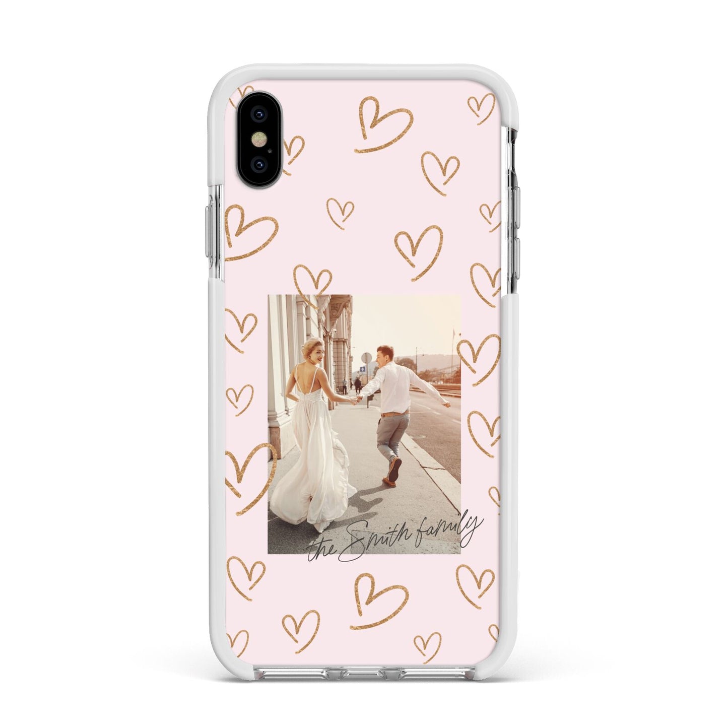 Valentines Day Newly Wed Photo Personalised Apple iPhone Xs Max Impact Case White Edge on Silver Phone