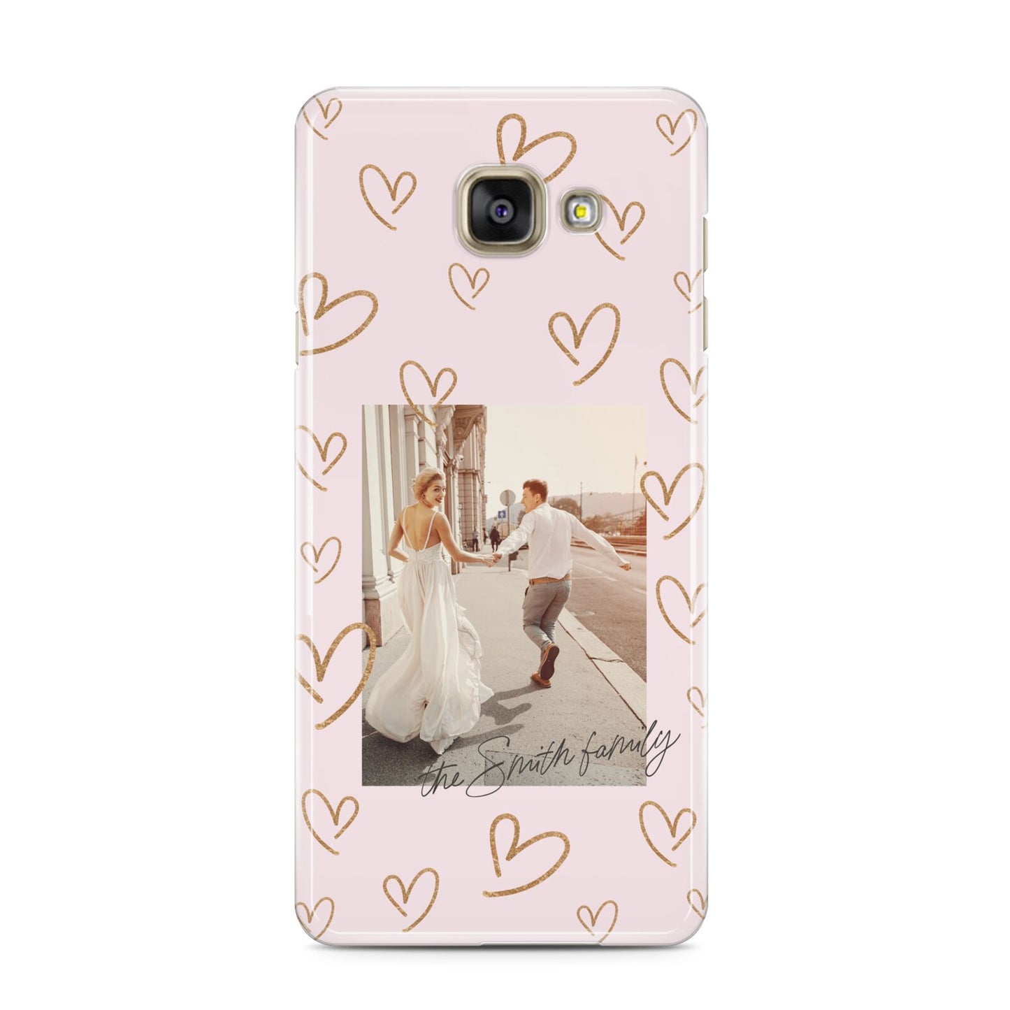 Valentines Day Newly Wed Photo Personalised Samsung Galaxy A3 2016 Case on gold phone