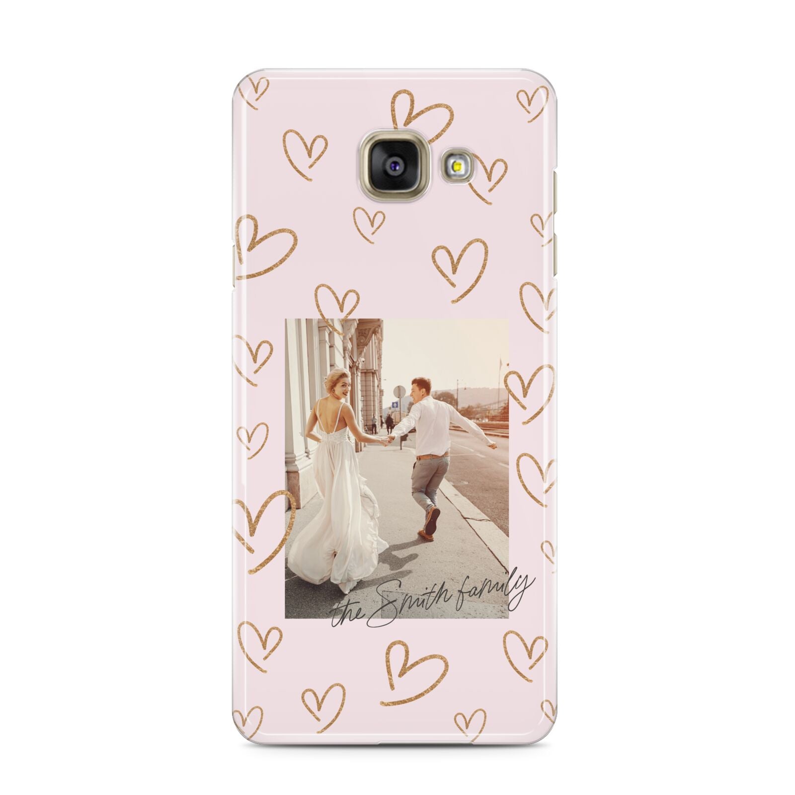 Valentines Day Newly Wed Photo Personalised Samsung Galaxy A3 2016 Case on gold phone