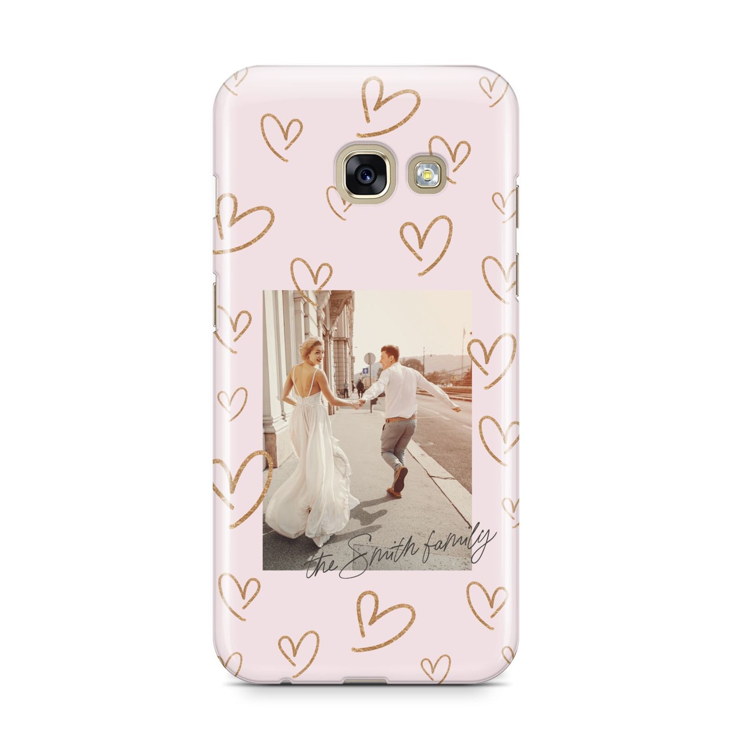 Valentines Day Newly Wed Photo Personalised Samsung Galaxy A3 2017 Case on gold phone