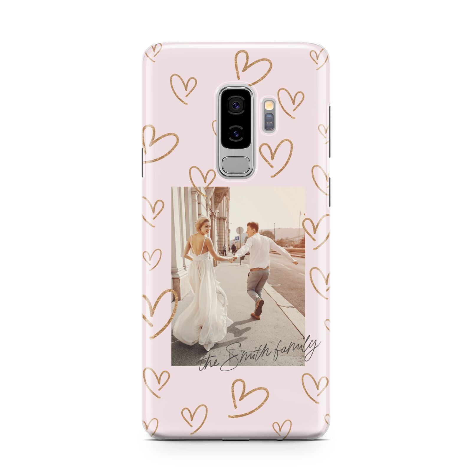 Valentines Day Newly Wed Photo Personalised Samsung Galaxy S9 Plus Case on Silver phone