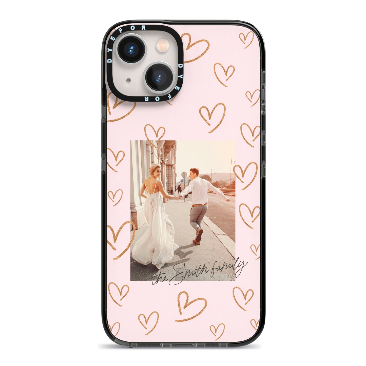 Valentines Day Newly Wed Photo Personalised iPhone 13 Black Impact Case on Silver phone