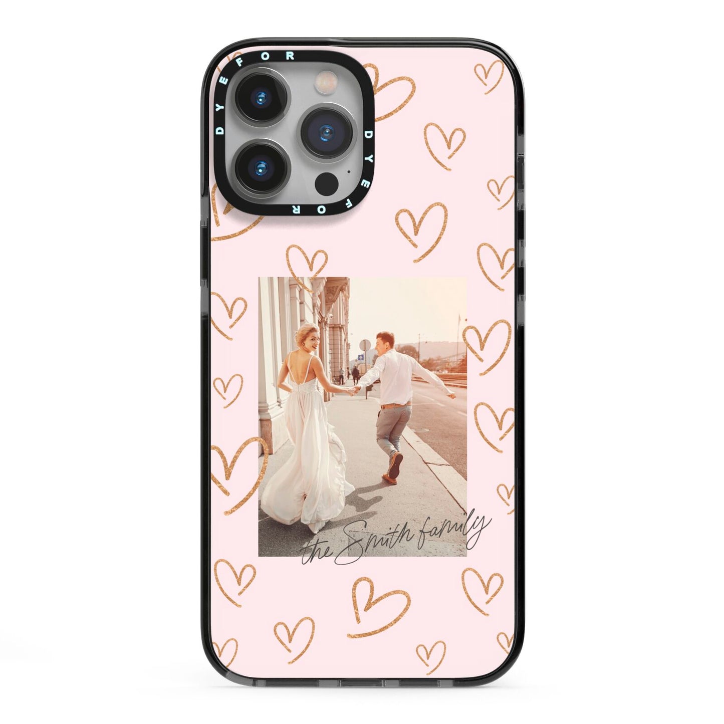 Valentines Day Newly Wed Photo Personalised iPhone 13 Pro Max Black Impact Case on Silver phone