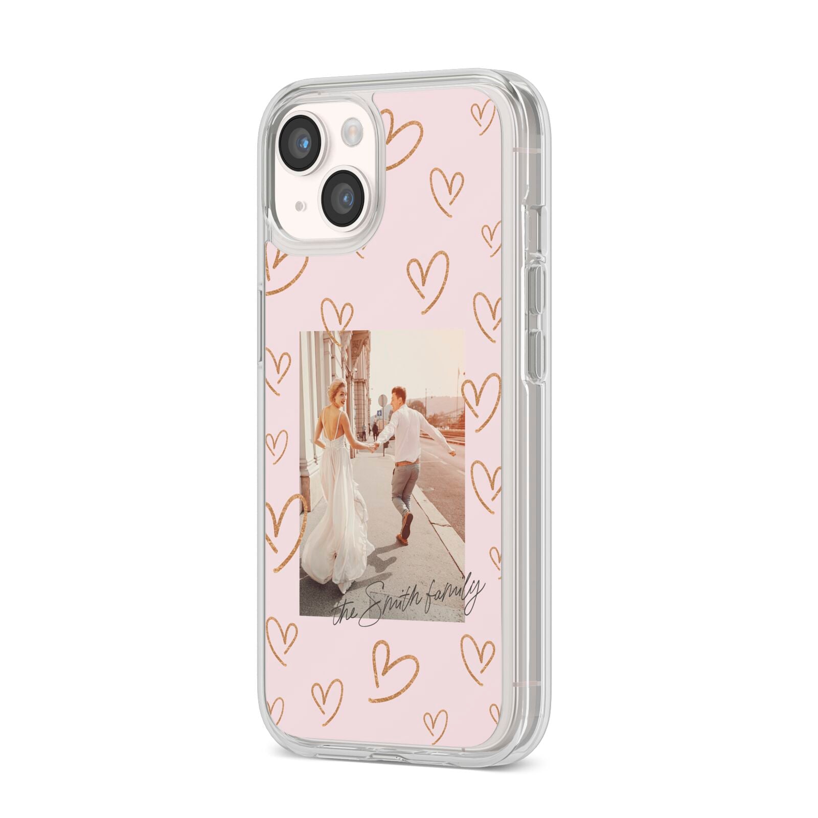 Valentines Day Newly Wed Photo Personalised iPhone 14 Clear Tough Case Starlight Angled Image