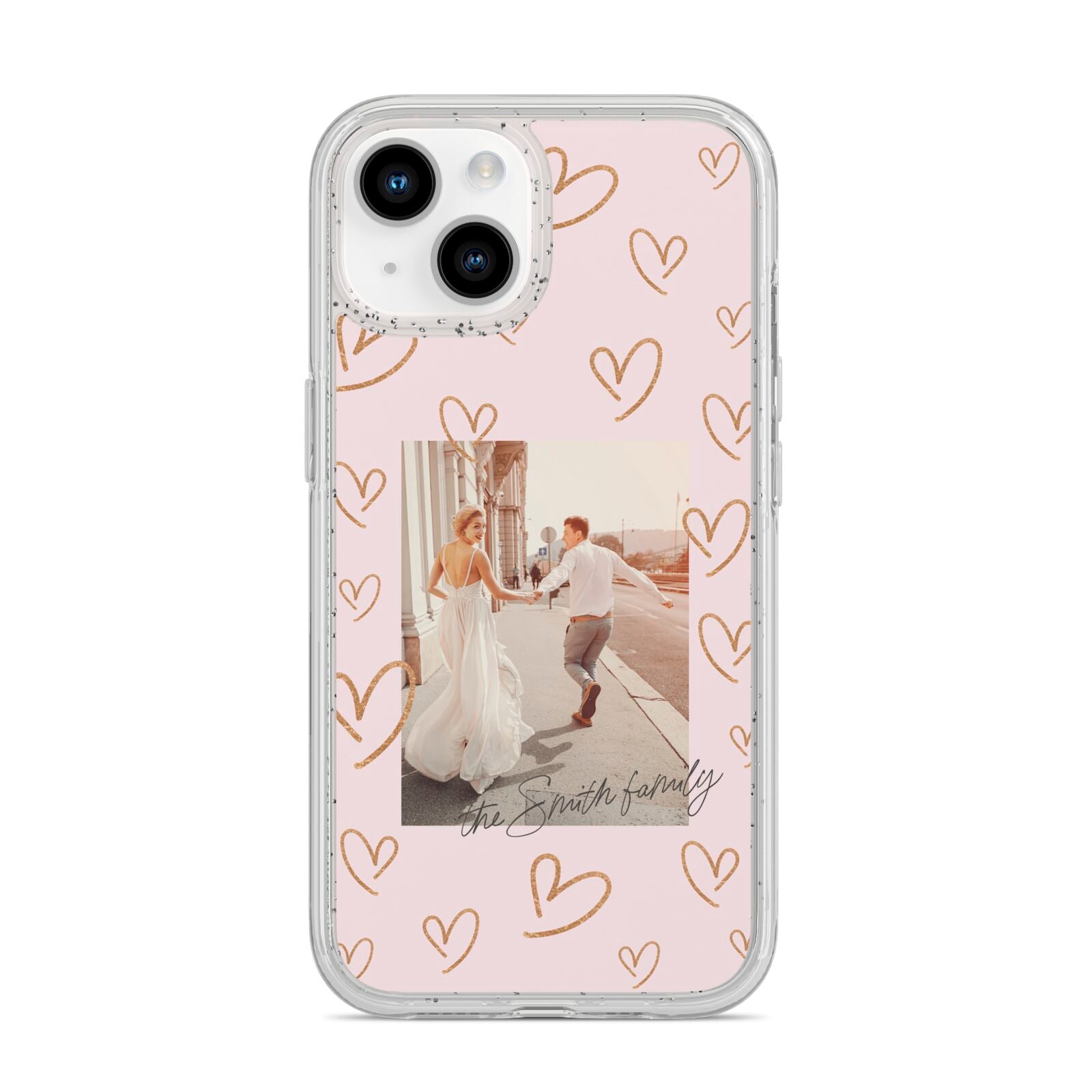 Valentines Day Newly Wed Photo Personalised iPhone 14 Glitter Tough Case Starlight